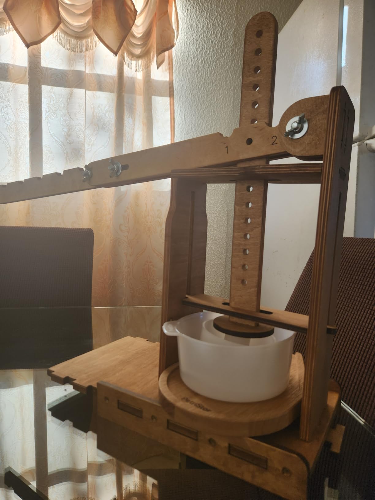 Dutch Wooden Cheese Press - Cheese Making Kit (Wooden Cheese Press with Lever and 2 Cheese Molds 1.2L)-Cheese Press for Home Cheese Making pressure up to 200 lbs customer photo 1