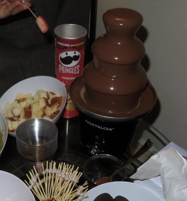 Nostalgia 4 Tier Electric Chocolate Fondue Fountain Machine for Parties - Melts Cheese, Queso, Candy, and Liqueur - Dip Strawberries, Apple Wedges, Vegetables, and More - 32-Ounce - Stainless Steel customer photo 2