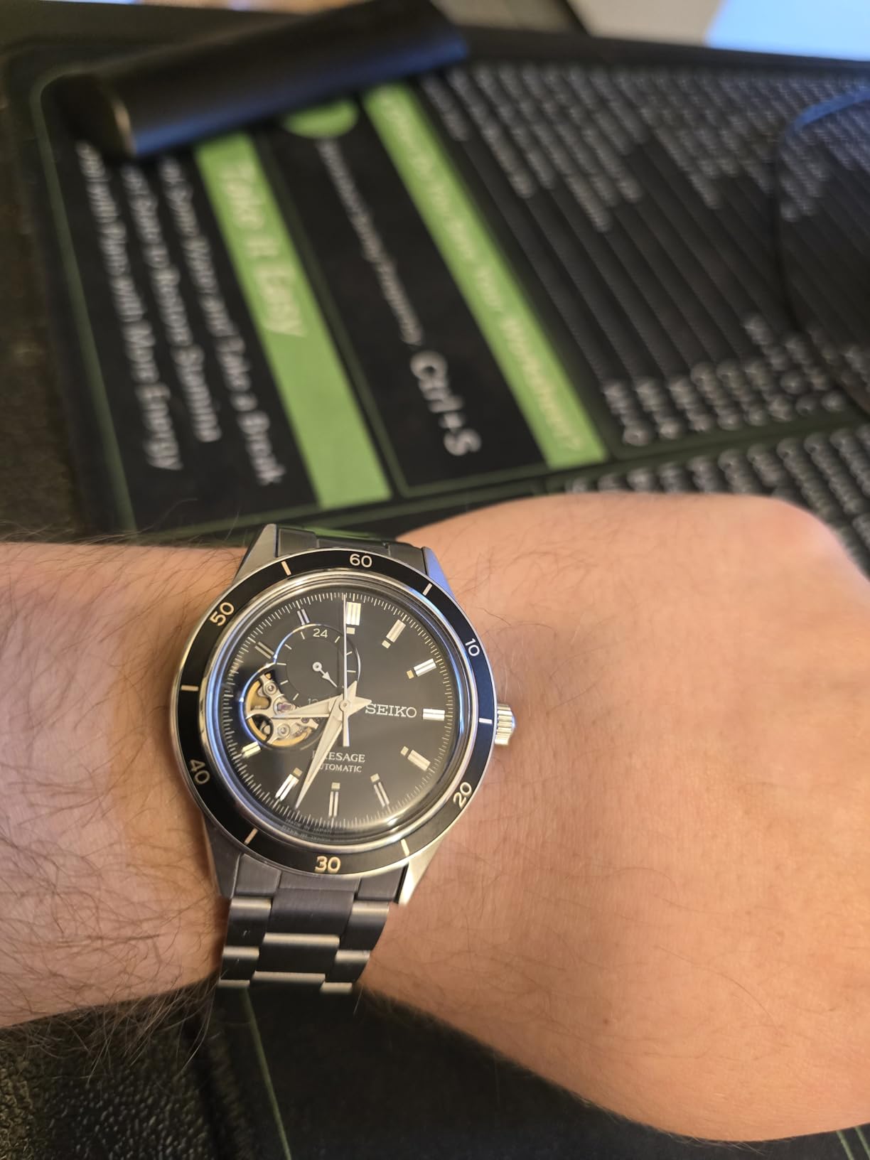 SSA425 Automatic Watch for Men - Presage Collection - Black Open-Aperture Dial with Vintage 1960s Watch Inspiration - 50M Water Resistant customer photo 2