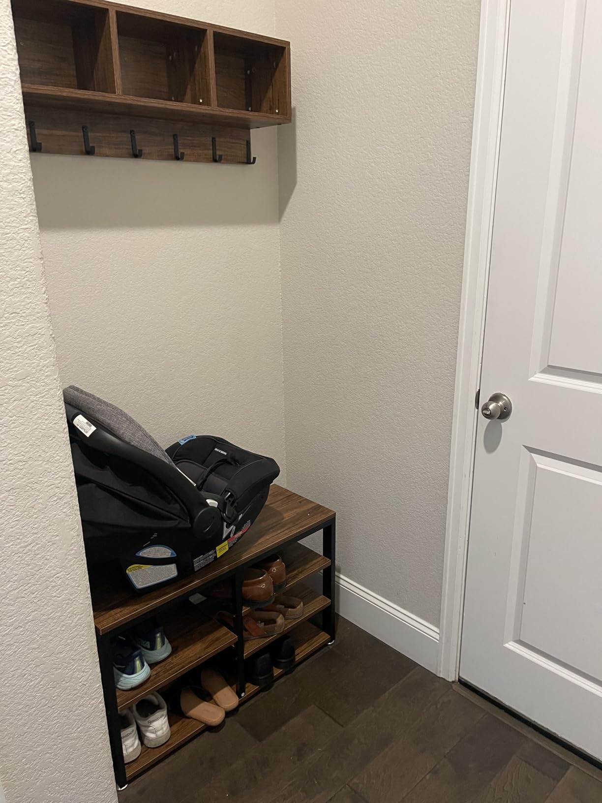 Tribesigns Industrial [Shoe] [Rack] [Bench] with Coat [Rack] Set with Hall Tree, 3 Storage Cubbies, 7 Hooks for Entryway, Hallway, 5-in-1Design, Rustic Brown customer photo 2