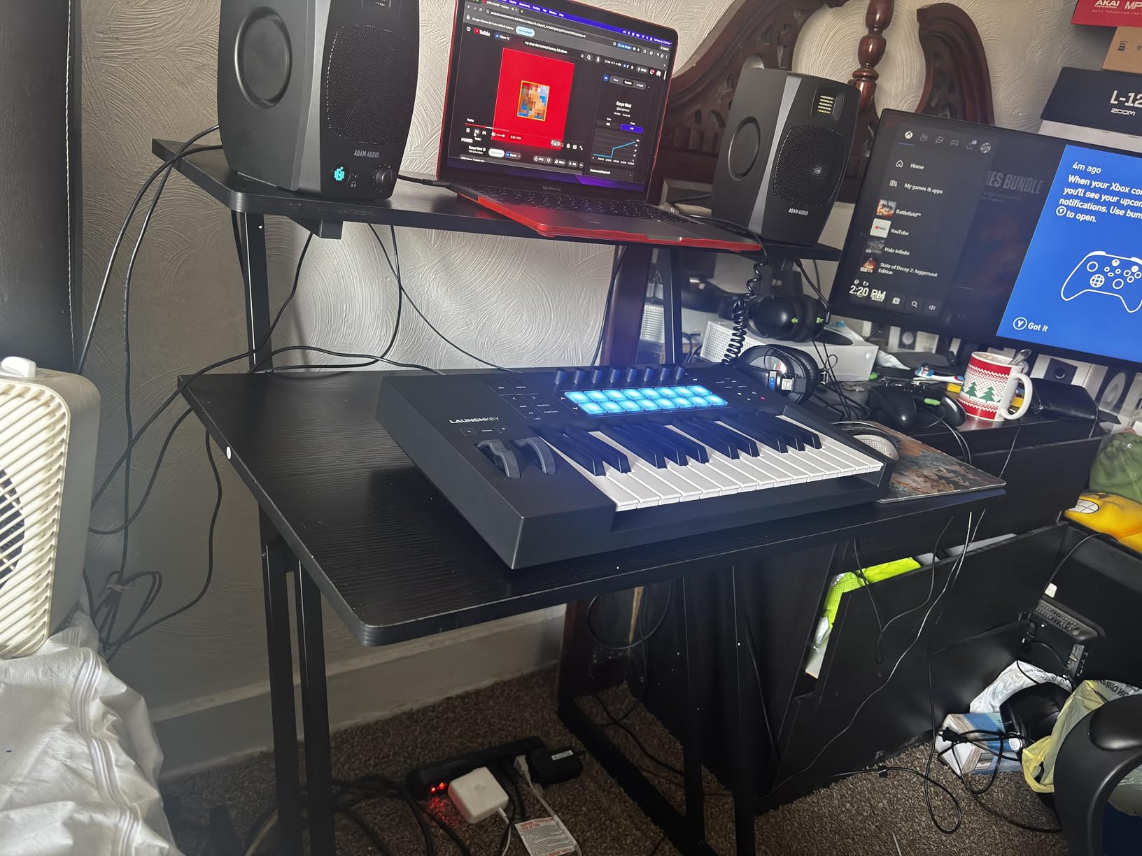 Monoprice Recording Studio Desk - with Raised Platform and Keyboard Tray, Black - Stage Right customer photo 1