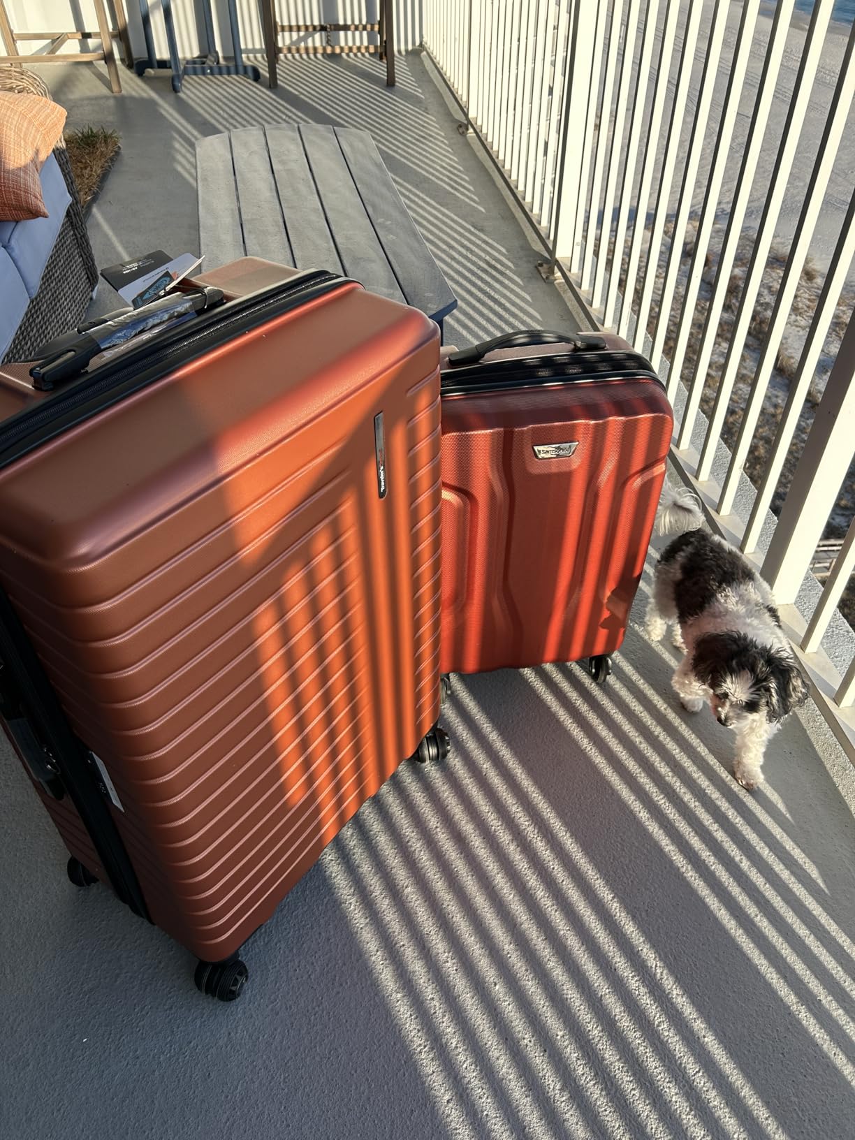 Archer Polycarbonate Hardside Spinner Luggage Set, Tie Down Straps, Blue, 3-Piece customer photo 1