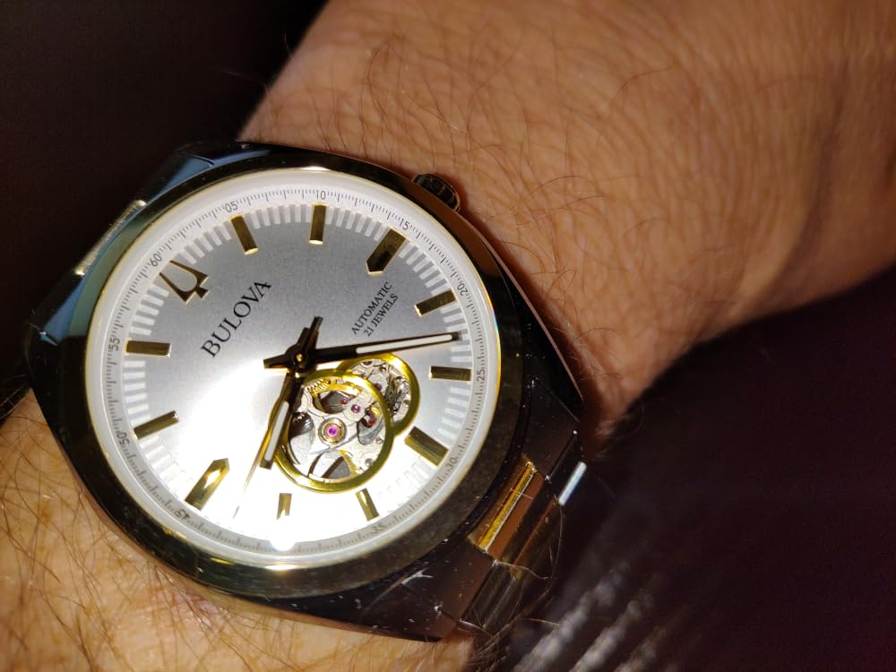 Bulova Men's Classic Surveyor 3-Hand Automatic Watch, Hack Feature, Luminous Hand, Open Aperture, Screw-Back Case, 42mm customer photo 2