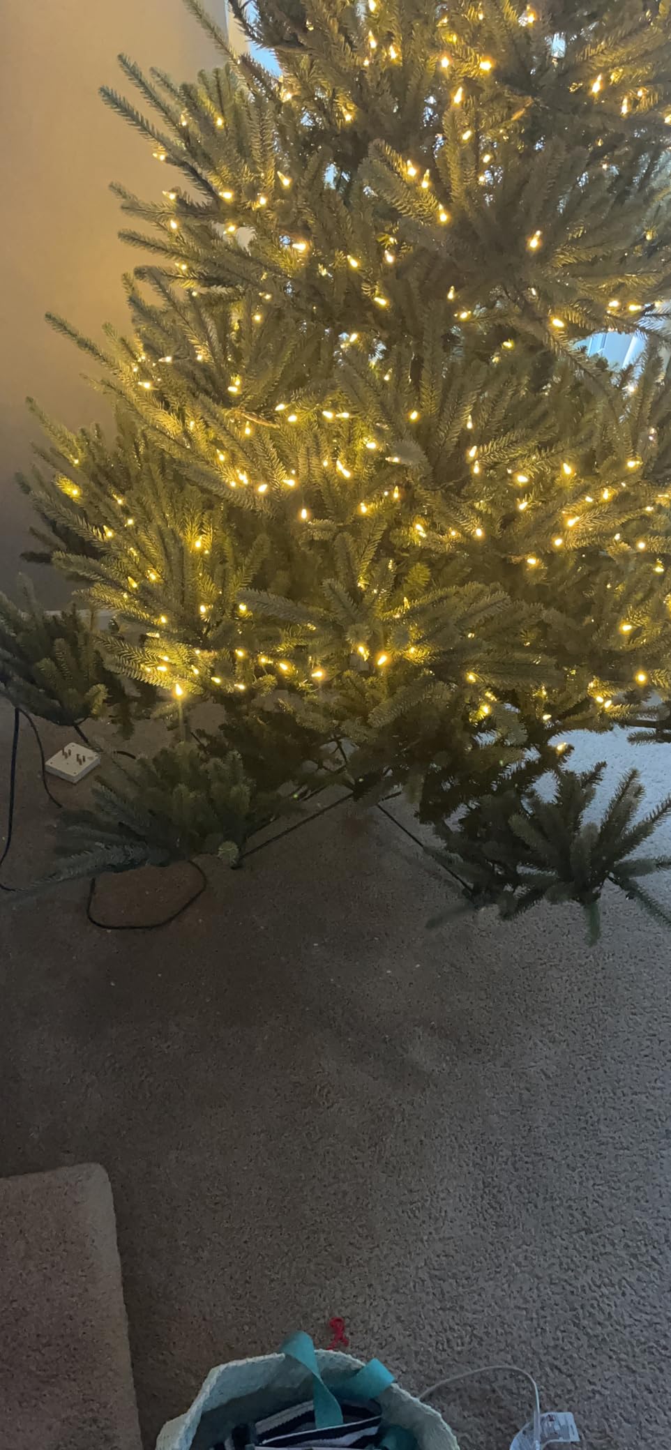 Stratford Spruce - Slim Artificial Christmas Tree with True Needle Foliage & Premium Stand for Small Spaces, Clear Incandescent, 6ft 6in customer photo 2