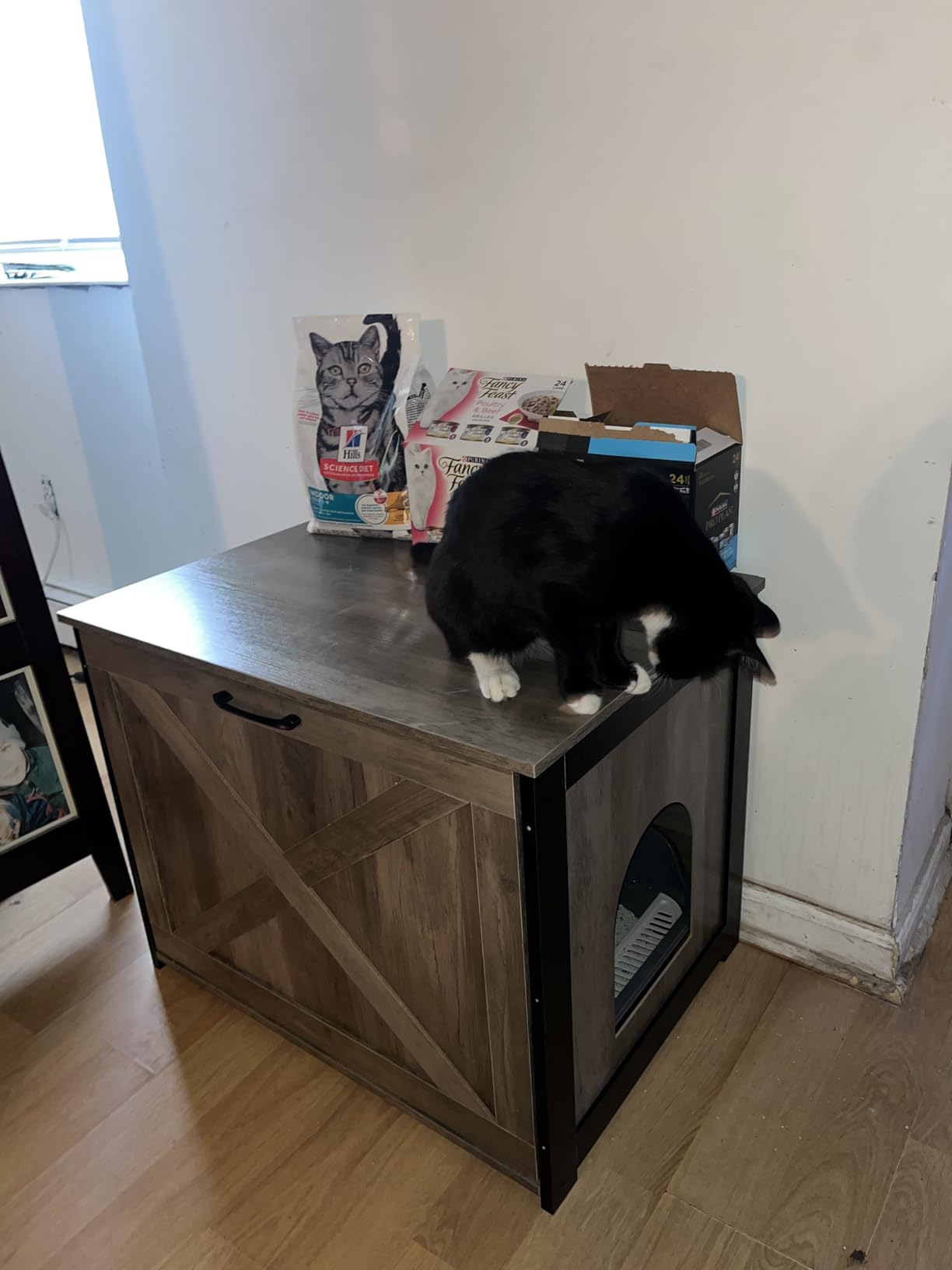 Dwanton Cat Litter Box Furniture Hidden, Cat Litter Box Enclosure, Reversible Entrance Can Be on Left or Right Side, Indoor Cabinet, Wooden Washroom, End Table, Nightstand, Rustic Brown, 23.6