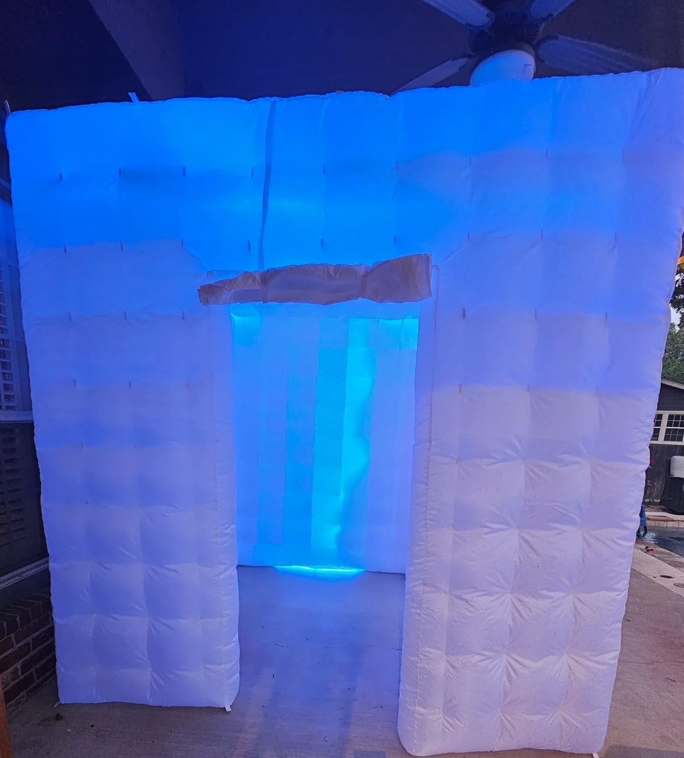 Portable Inflatable Photo Booth Enclosure (White, Two Doors, 8.2x8.2x8.2ft), Inflatable LED Photo Booth Tent with Air Blower, Photo Booth Backdrop for Wedding Event customer photo 2