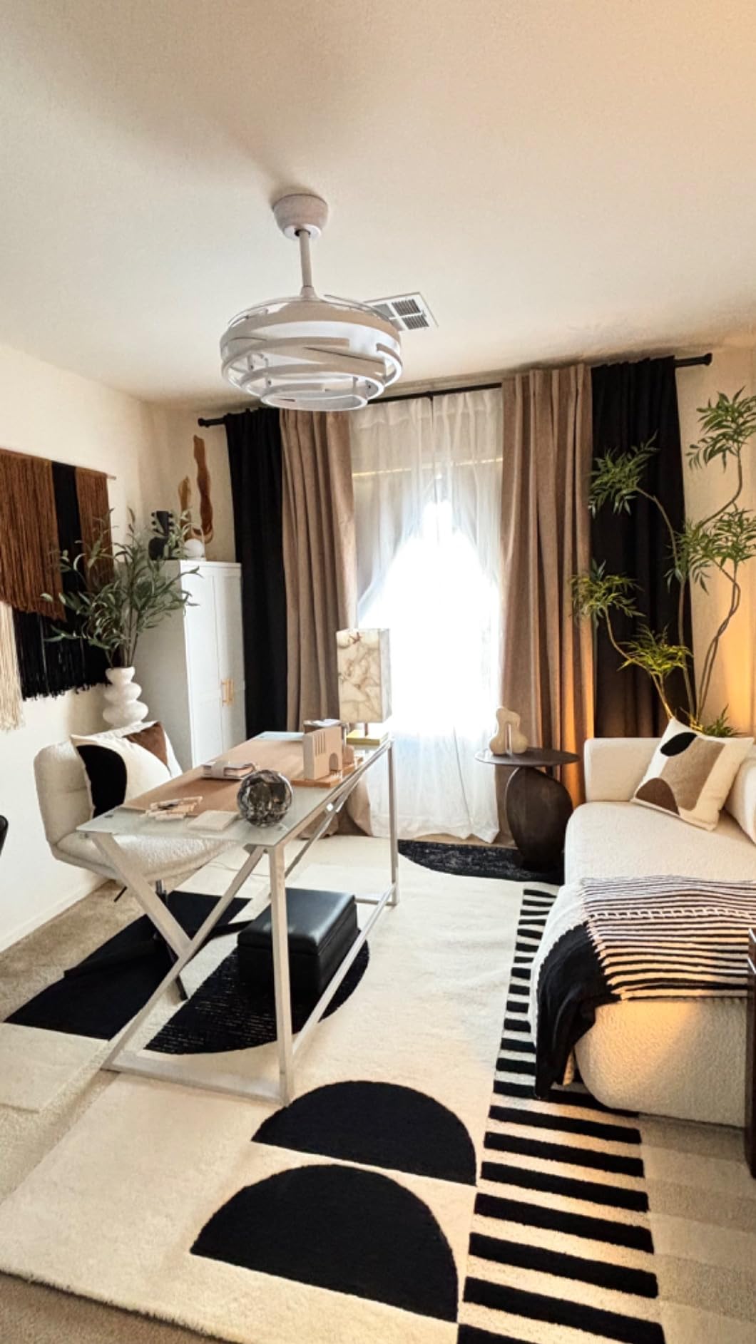 RYB HOME 108 inch Curtains - Flax Linen Blend Semi Sheer Light Glare Filtering Extra Long Drapes for Living Room Dining Doorway Farmhouse Office Sunroom, Linen, Wide 52