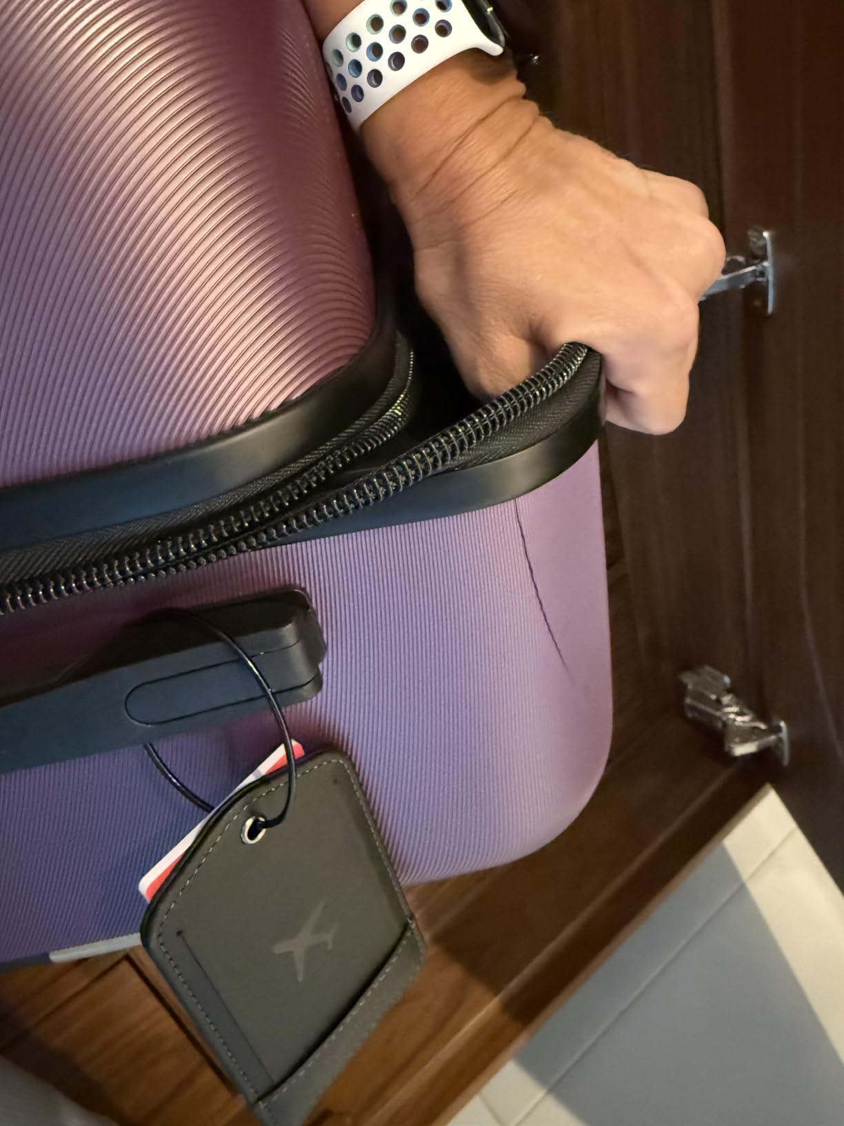 DELSEY PARIS Cruise 3.0 Hardside Expandable Luggage with Spinner Wheels, Platinum, Checked-Medium 24 Inch customer photo 2