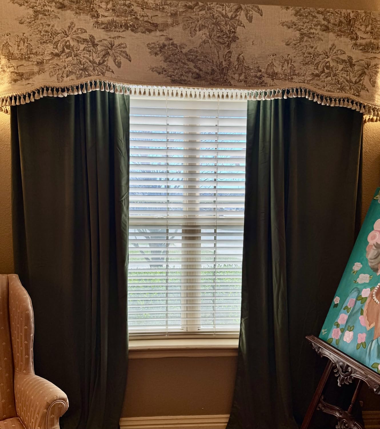 MIULEE Velvet Curtains 84 inches 2 Panels - Luxury Blackout Curtains for Bedroom Living Room Thermal Insulated Super Soft Window Drapes Rod Pocket & Back Tab, Olive Green, W52 x L84 inches customer photo 1