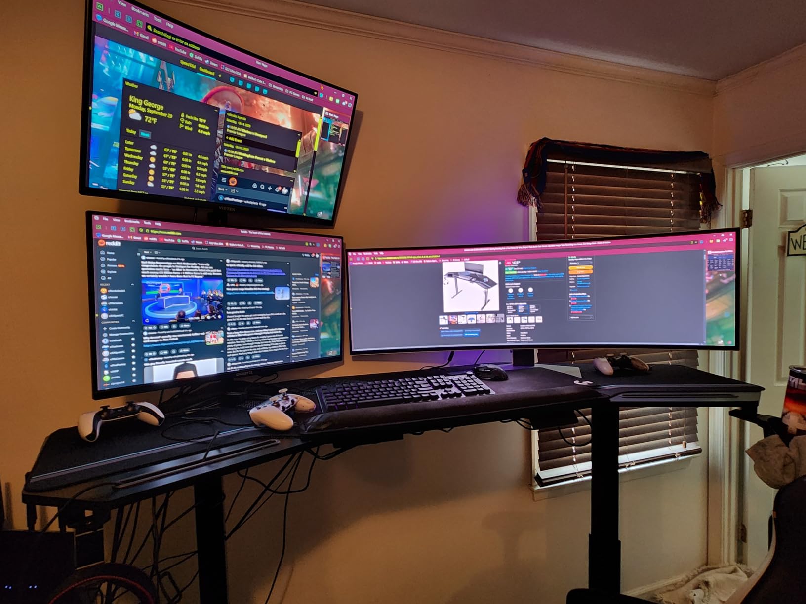 EUREKA ERGONOMIC Gaming Desk, Standing Desk w Keyboard Tray, 72