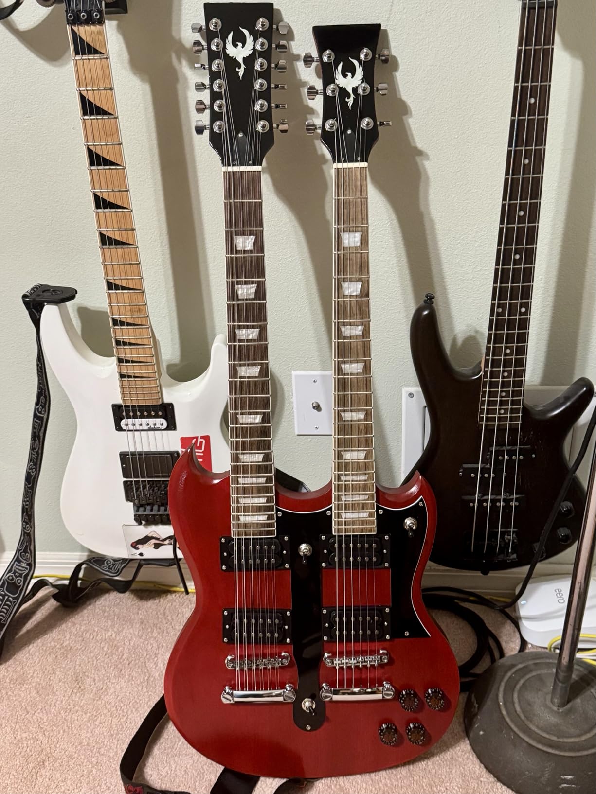 DIY Electric Guitar Kit Double Neck Guitar Kits Beginner Kits 12 String Right Handed with Mahogany Body Mahogany Neck Rosewood Fingerboard Chrome Hardware customer photo 1