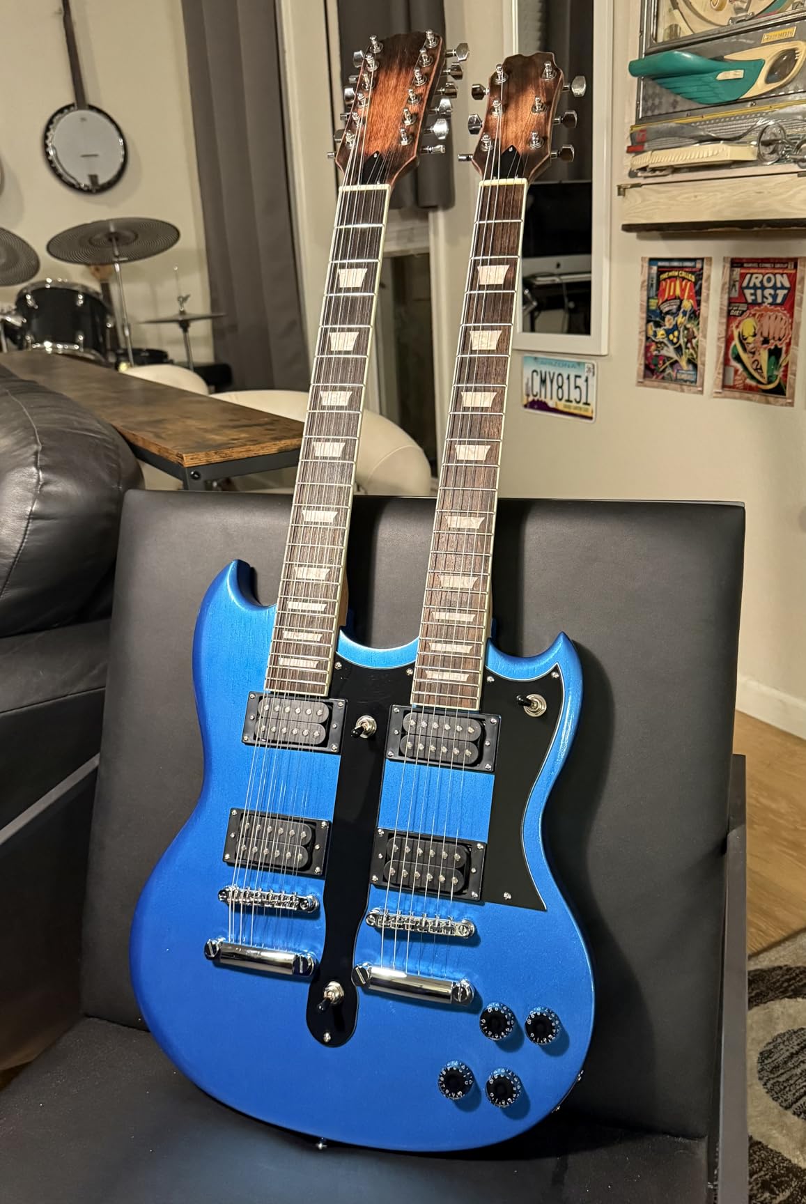 DIY Electric Guitar Kit Double Neck Guitar Kits Beginner Kits 12 String Right Handed with Mahogany Body Mahogany Neck Rosewood Fingerboard Chrome Hardware customer photo 2