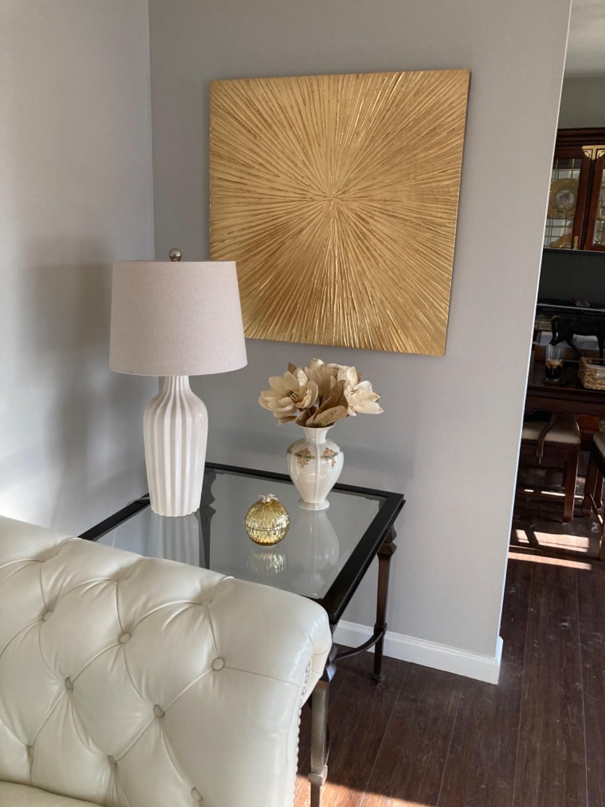 MADISON PARK SIGNATURE Sunburst Wall Art - Triptych Modern Resin Dimensional Radiant Color Hand Painted Metallic Finish Home Decor Abstract Textured Gold 15