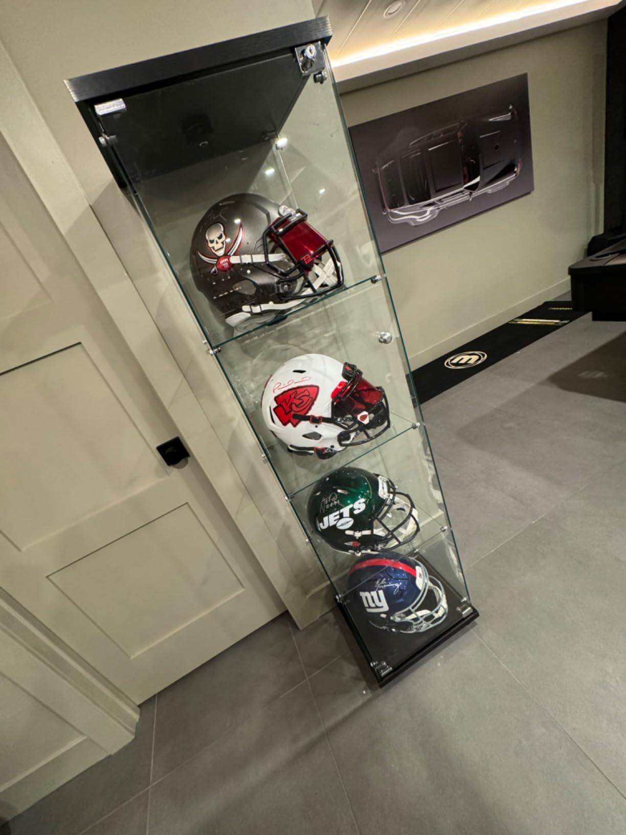 4-Tier Glass Display Cabinet with Metal Lock, 5mm Tempered Curio Cabinets Collection Display Case, Floor Standing Glass Curio Cabinet Showcase, 16.7