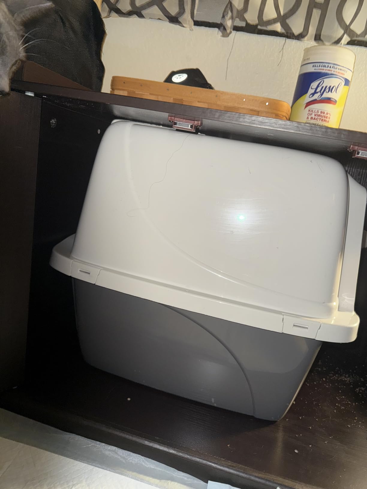 unipaws Cat Litter Box Enclosure Furniture, Hidden Litter Box Cover Washroom, Dog Proof Cabinet House for Large Cat, Hideaway Litter Box, Walnut customer photo 2