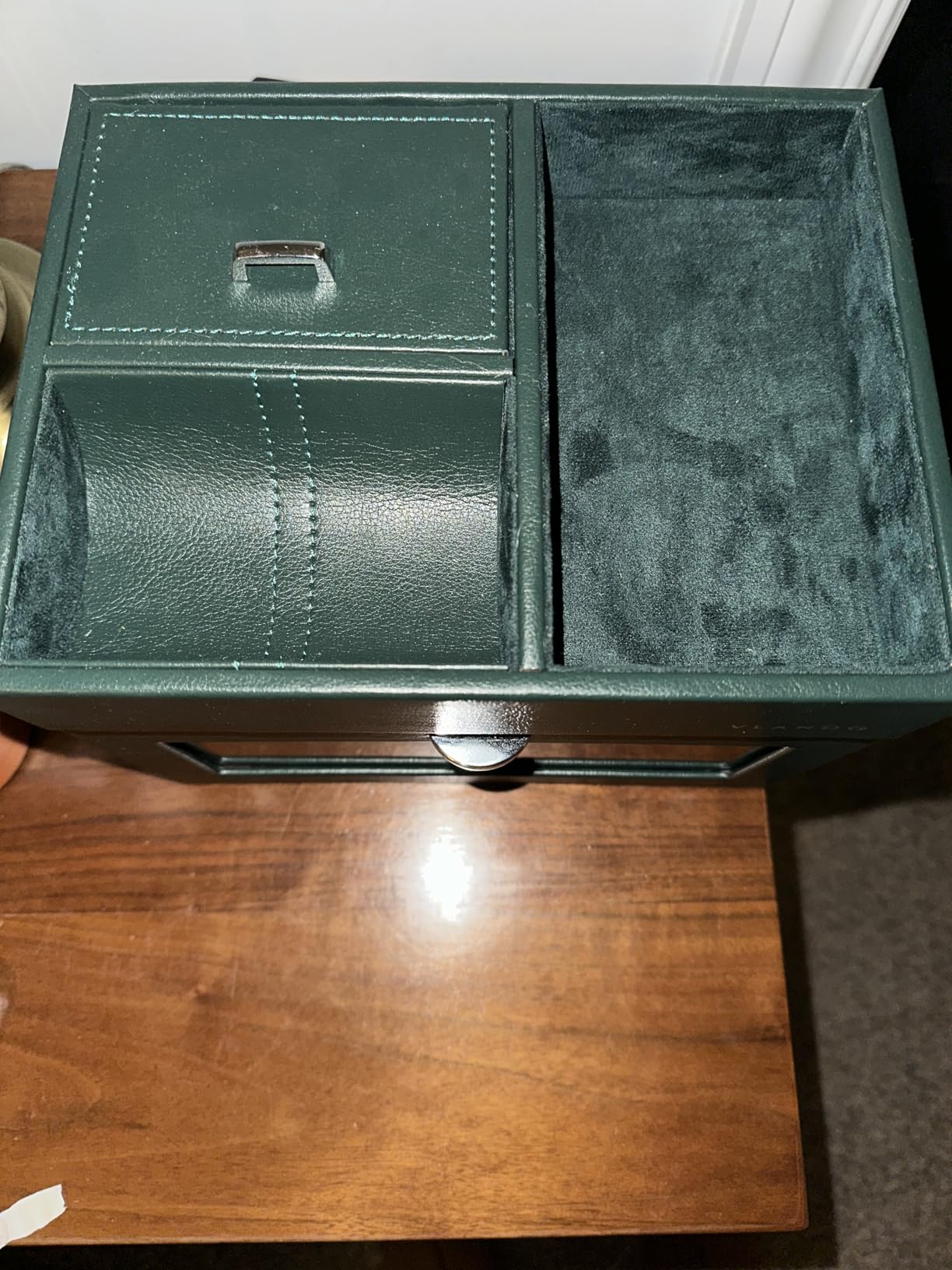 Vlando Automatic Double Watch Winder - Watch Winder Box with Men Jewelry Organizer Tray, Japanese Quiet Motor, LED Light, Adjustable Watch Pillows - Red customer photo 1