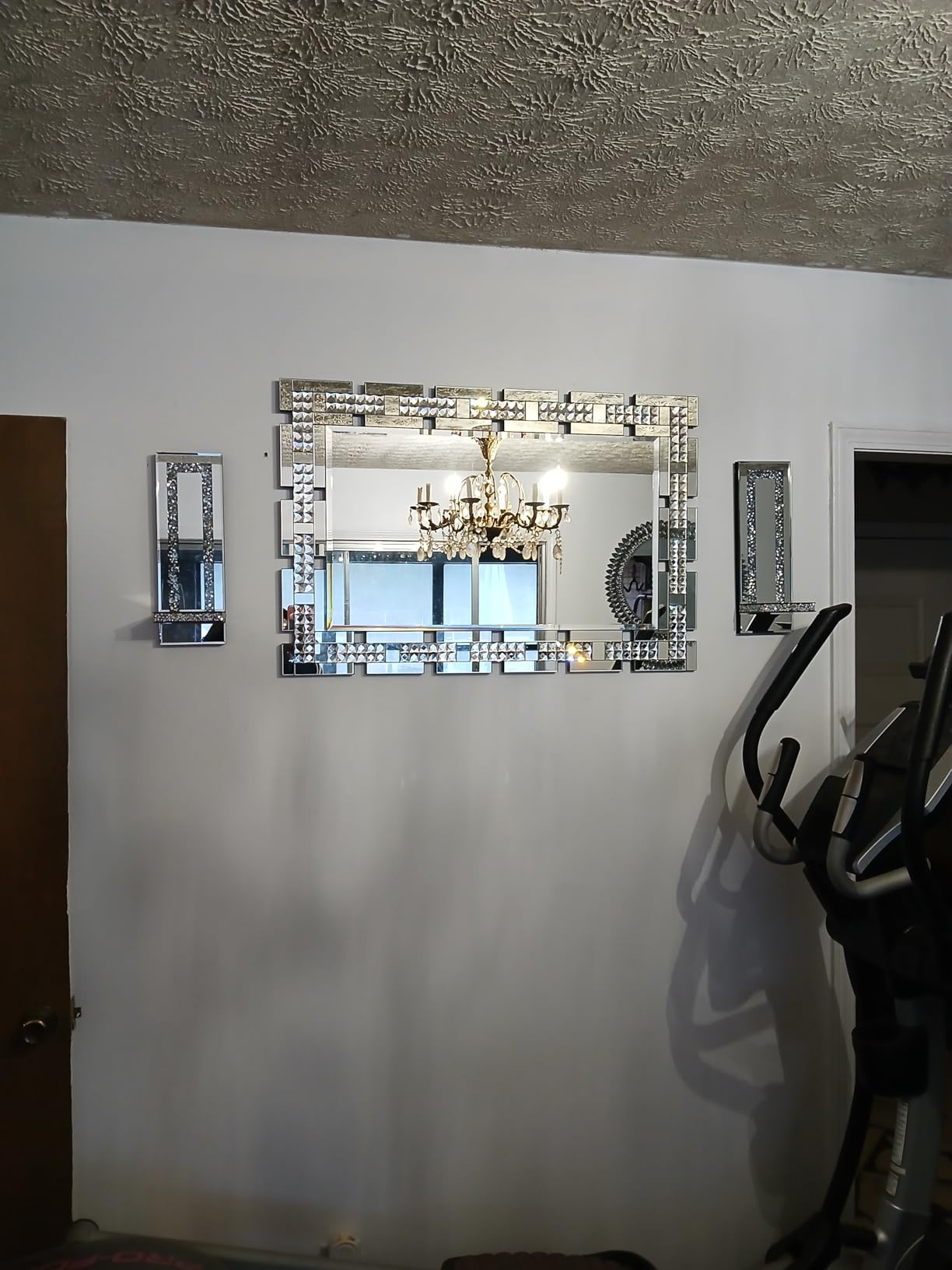 Chende Crystal Decorative Wall Mirror for Living Room, 36 X 24 Inches Large Mirror for Wall Decor with Beveled Edge, Rectangle Elegant Wall Decor for Living Room, Dining Room, Entryway customer photo 2