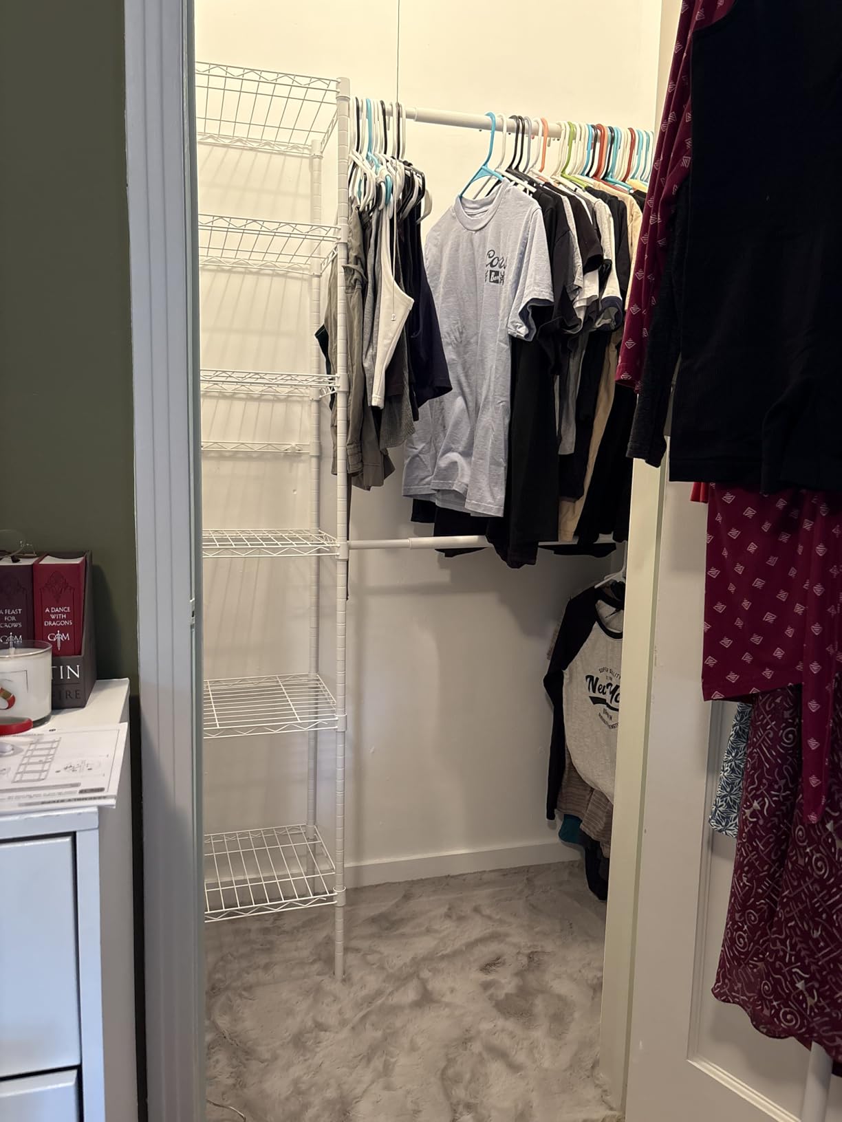 Ulif M1 Closet Storage Organizer System, 6 Tiers Heavy Duty Metal Garment Rack with 3 Expandable Hanger Rods, Wall Mounted Space Saver Suits from 5.4-8.7 ft. Width, 71.2