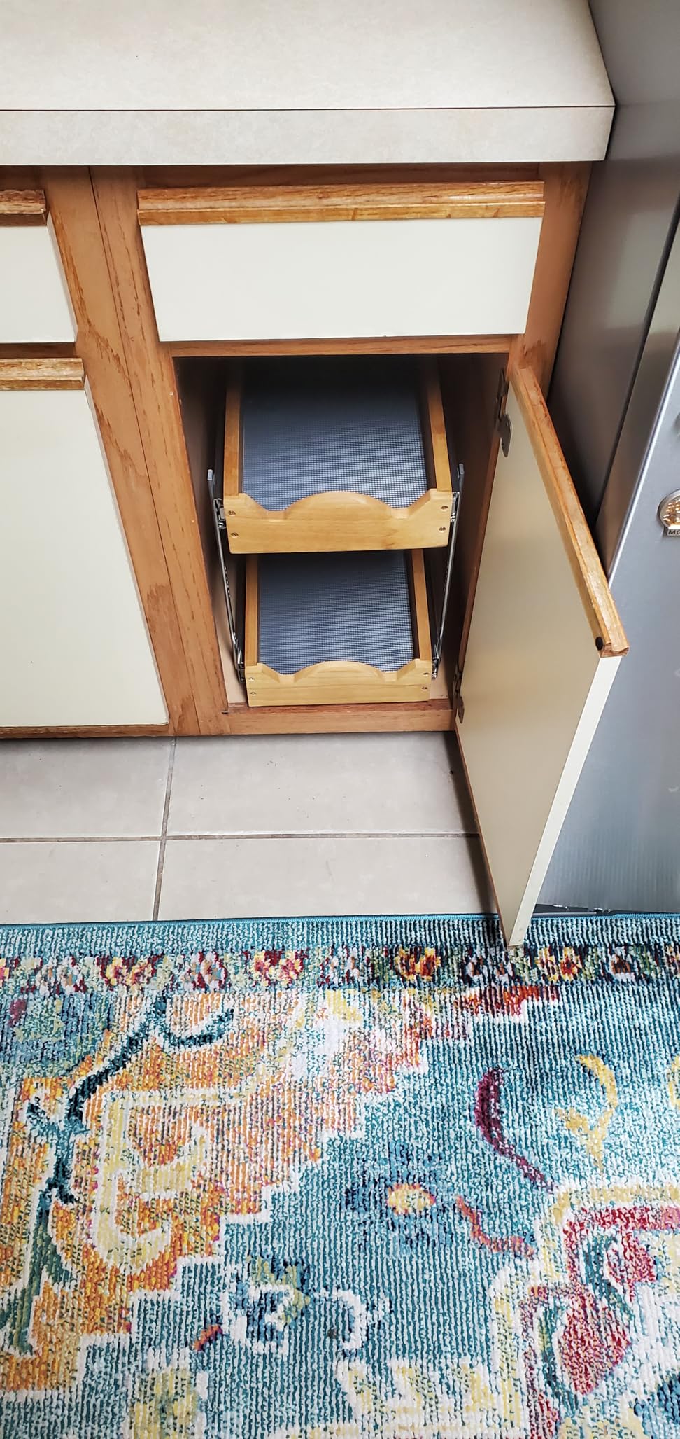 OCG 2 Tier Pull Out Drawers For Cabinets, Double Tier Slide out Wood Cabinet Organizer, Pull Out Shelves for Base Cabinet Organization in Kitchen, Pantry, Bathroom customer photo 2
