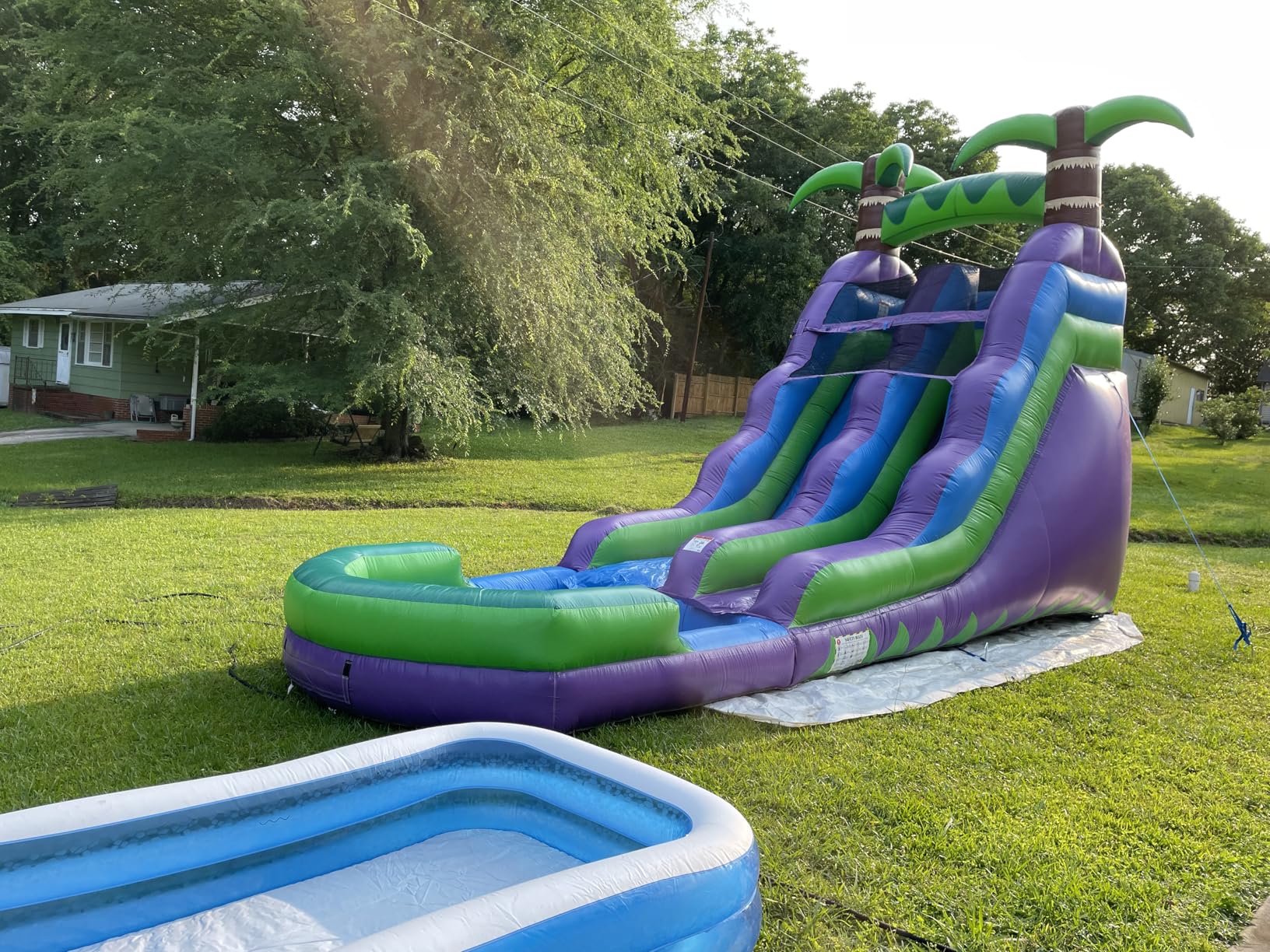 HeroKiddo 16ft Tall Tropical Inflatable Water Slide with Attachable Pool & Blower, 25ft Long Commercial Grade PVC, Heavy Duty Wet/Dry Slide for Kids & Adults, Indoor & Outdoor customer photo 2