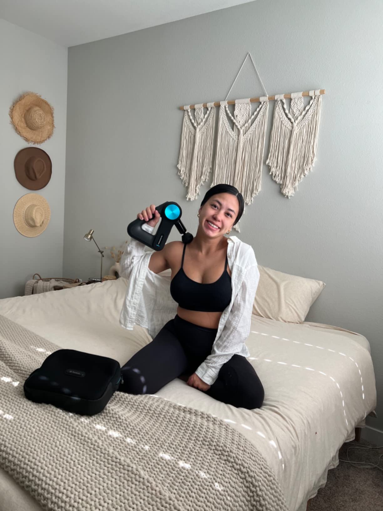 Pro Handheld Deep Tissue Massage Gun - Bluetooth Enabled Percussion Massage Gun & Personal Massager for Pain Relief & Circulation in Neck, Back, Leg, Shoulder and Body (Black - 5th Gen) customer photo 2