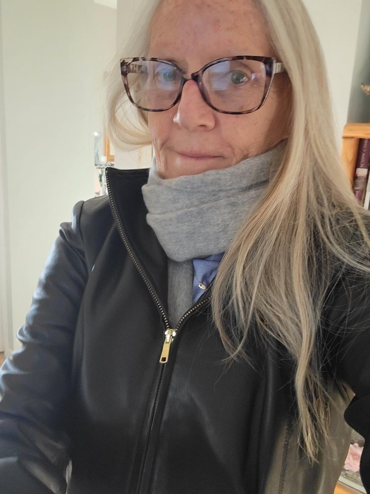 Cole Haan Women's Leather Wing Collared Jacket (Standard and Plus Size) customer photo 1