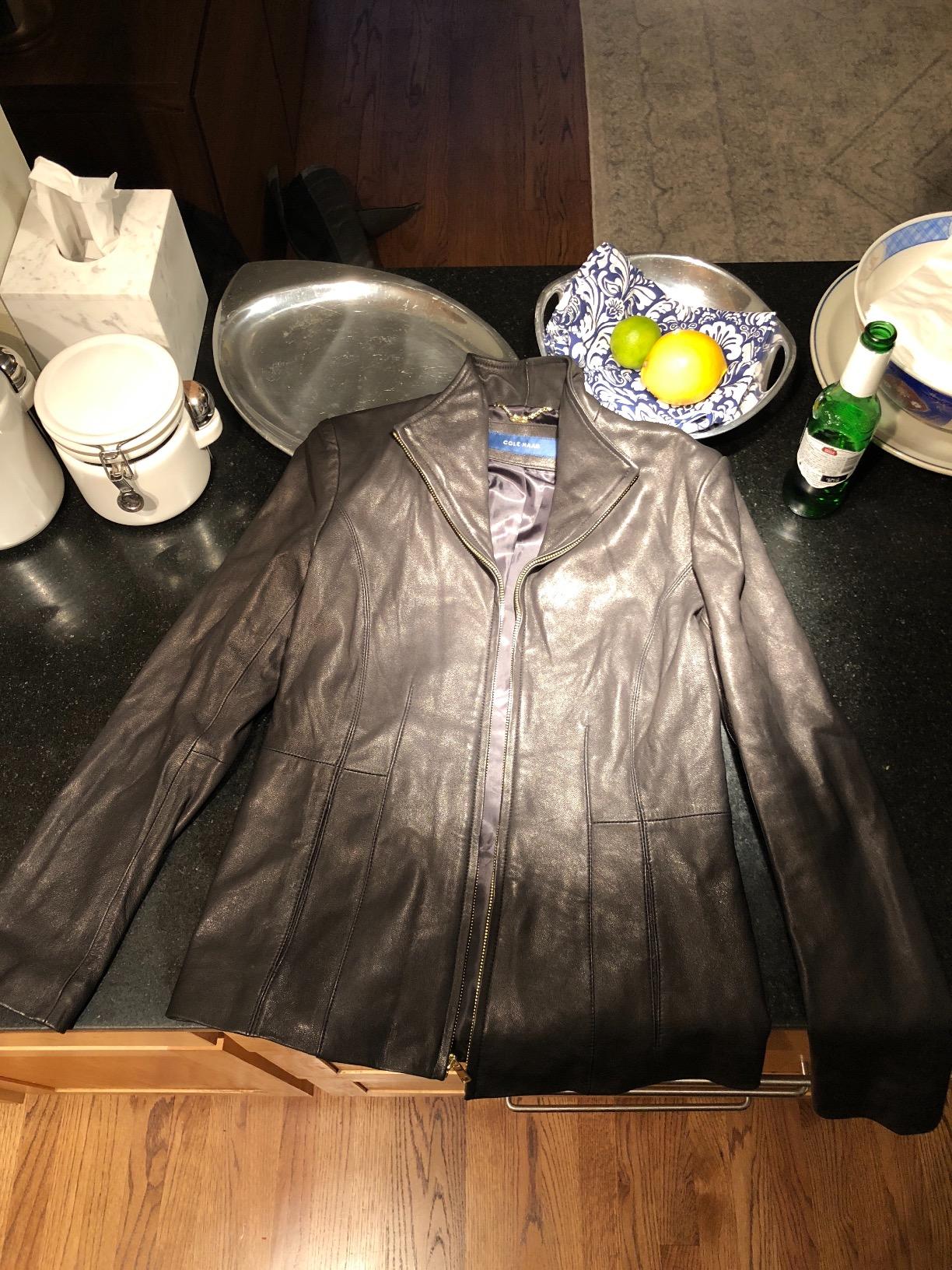 Cole Haan Women's Leather Wing Collared Jacket (Standard and Plus Size) customer photo 2