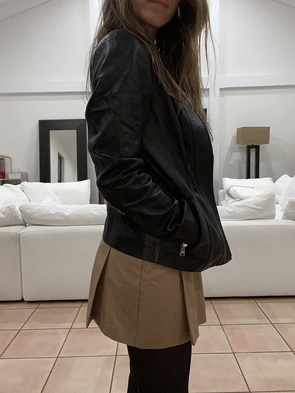 Bigardini Women's Genuine Lambskin Leather Jacket - Collarless Italian Leather Jacket customer photo 1