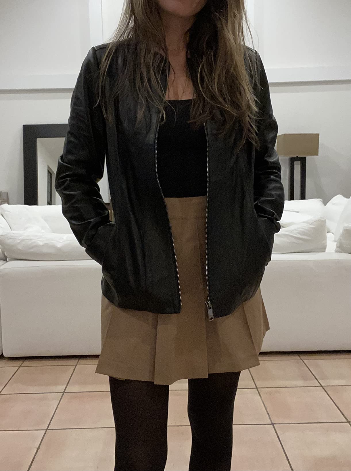 Bigardini Women's Genuine Lambskin Leather Jacket - Collarless Italian Leather Jacket customer photo 2