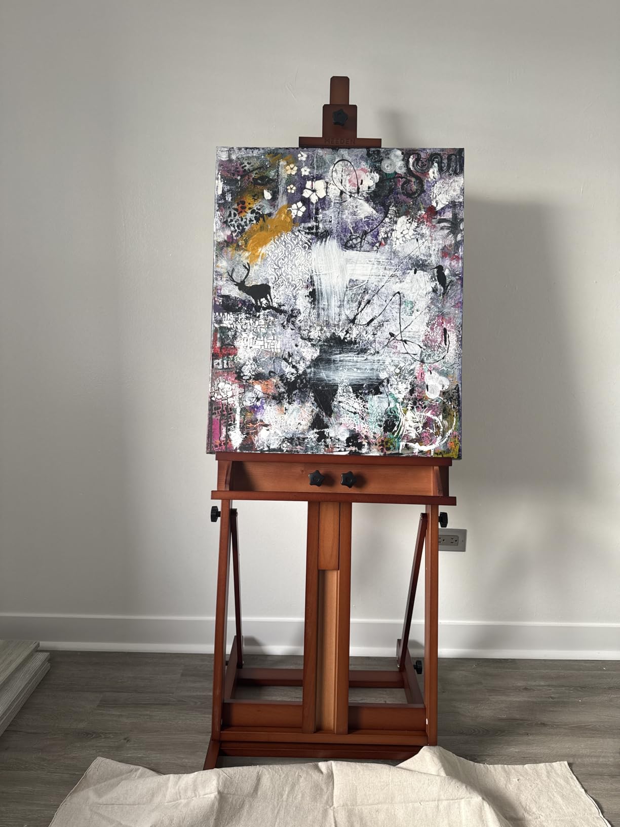 MEEDEN Heavy Duty H-Frame Studio Easel Stand, Large Adjustable Solid Beech Wood Artist Easel for Painting, Holds Canvases up to 78