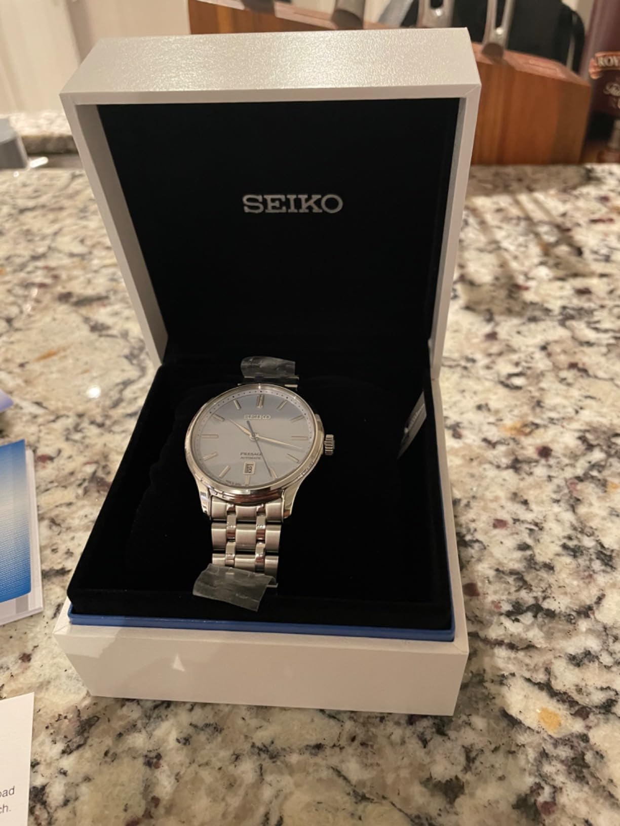 SEIKO SRP53- Presage Collection - Patterned Stone Blue Dial - Stainless Steel Wrist Band, Sapphire Crystal Display - Water-Resistant 30M customer photo 1