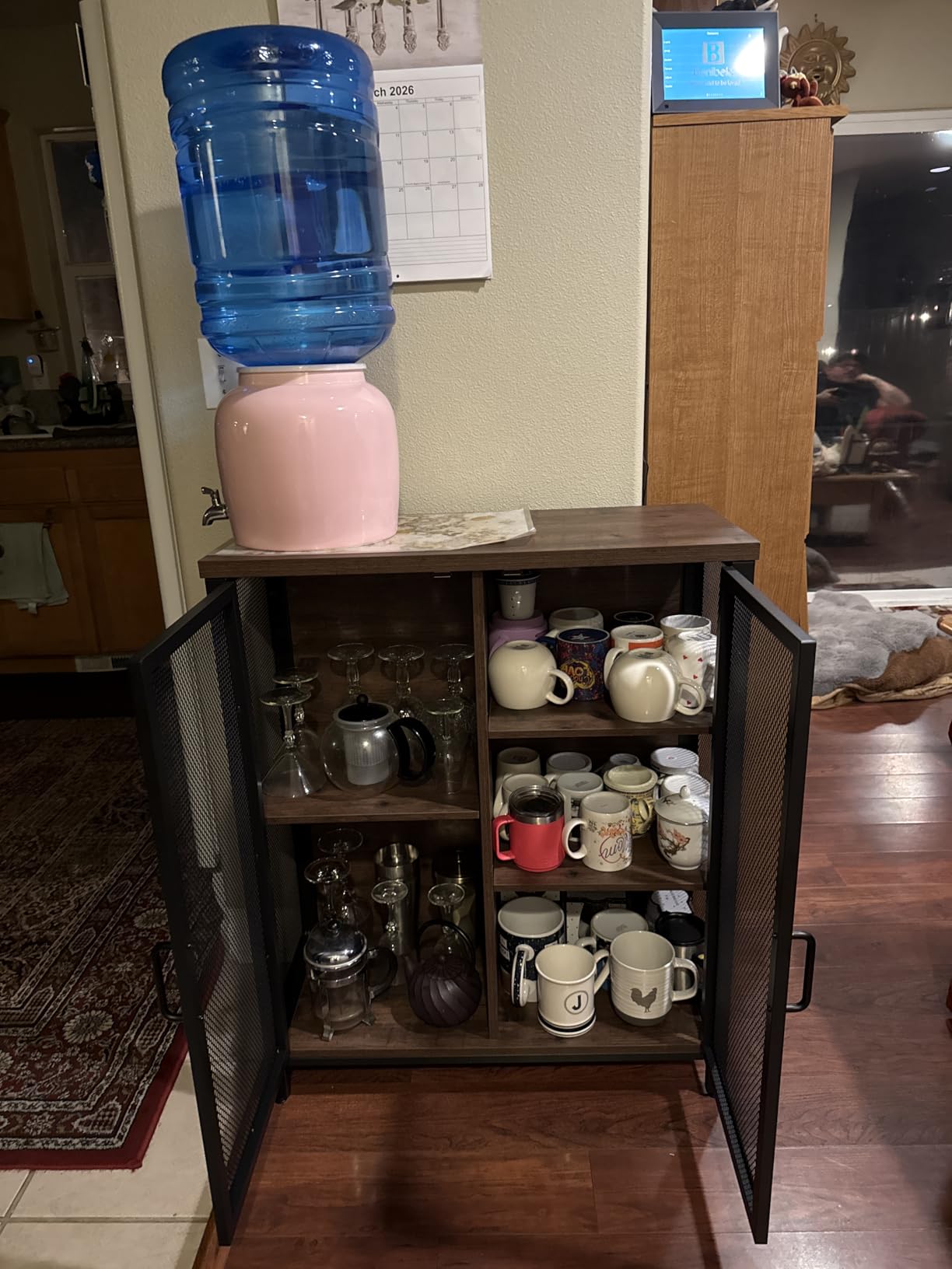 BON AUGURE Coffee Bar Cabinet for Liquor, Small Storage Cabinet for Home Kitchen, Farmhouse Sideboard Buffet Cabinets, Industrial Alcohol Cabinets for Dining Entryway Living Room (Rustic Oak) customer photo 1