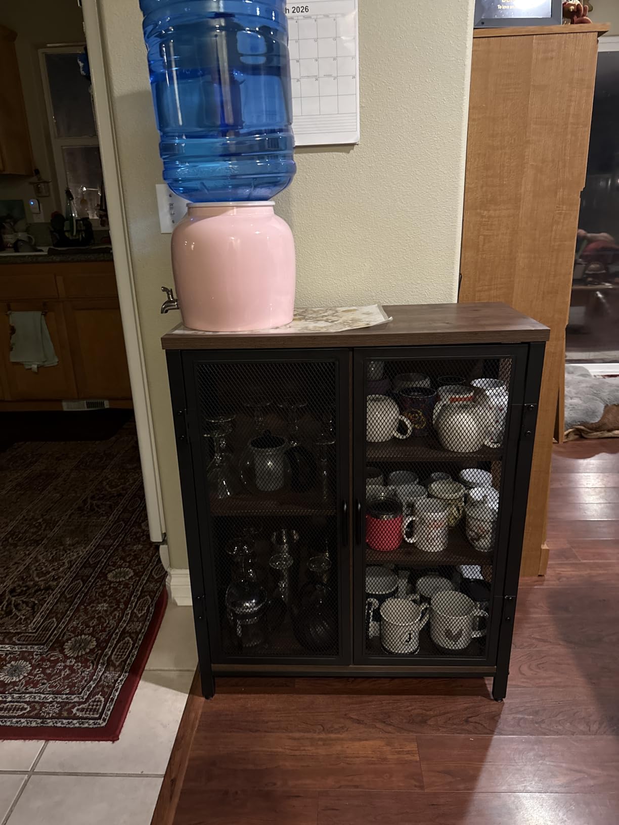 BON AUGURE Coffee Bar Cabinet for Liquor, Small Storage Cabinet for Home Kitchen, Farmhouse Sideboard Buffet Cabinets, Industrial Alcohol Cabinets for Dining Entryway Living Room (Rustic Oak) customer photo 2