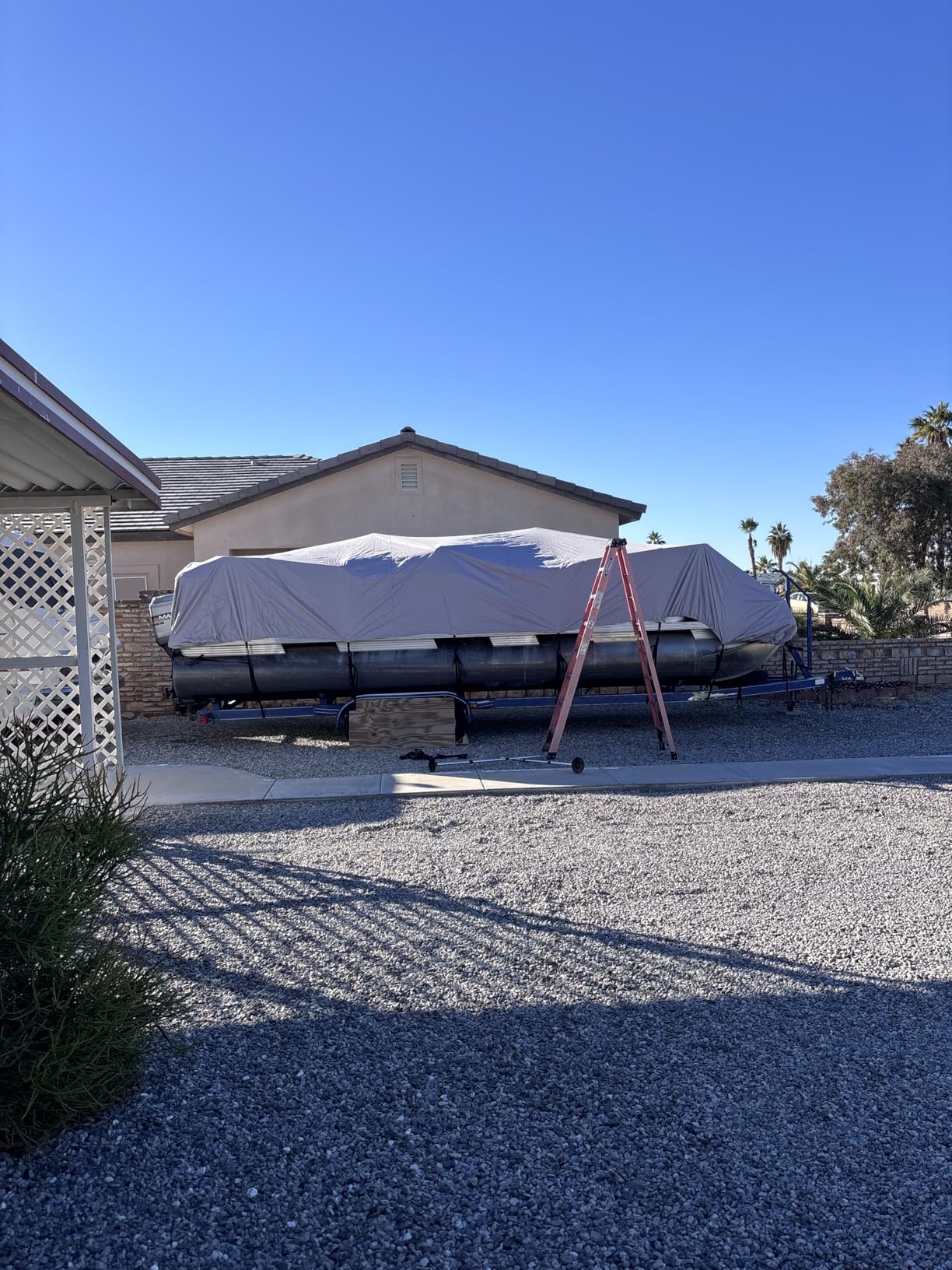 Solim Trailerable 1200D PU Heavy Duty Pontoon Boat Cover, 19-21ft Waterproof Oxford Marine Grade UV Resistant Polyester Canvas Cover, Boat Cover for Pontoon with 16 Adjustable Tie Down Straps, Gray customer photo 1