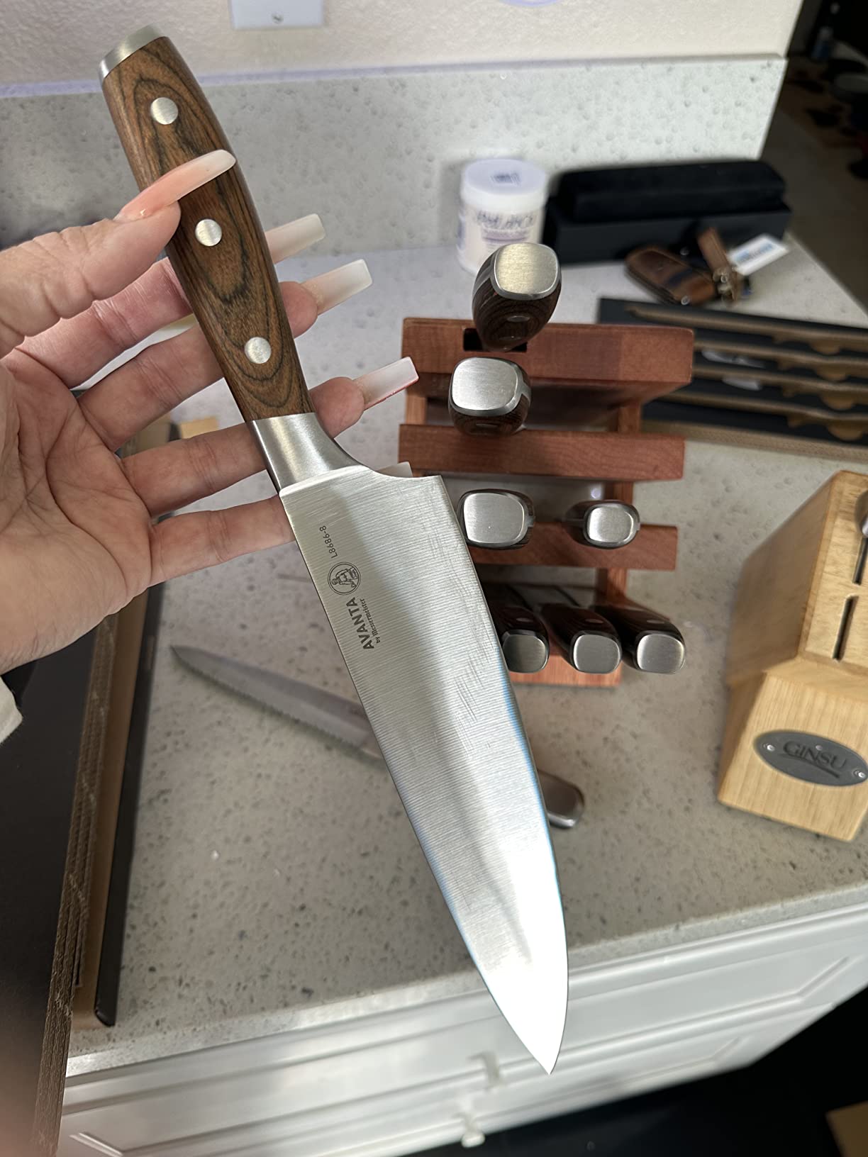 Messermeister Avanta Forged 10-Piece Pakkawood Knife Block Set - Oprah's Favorite Things - German X50 Stainless Steel customer photo 2