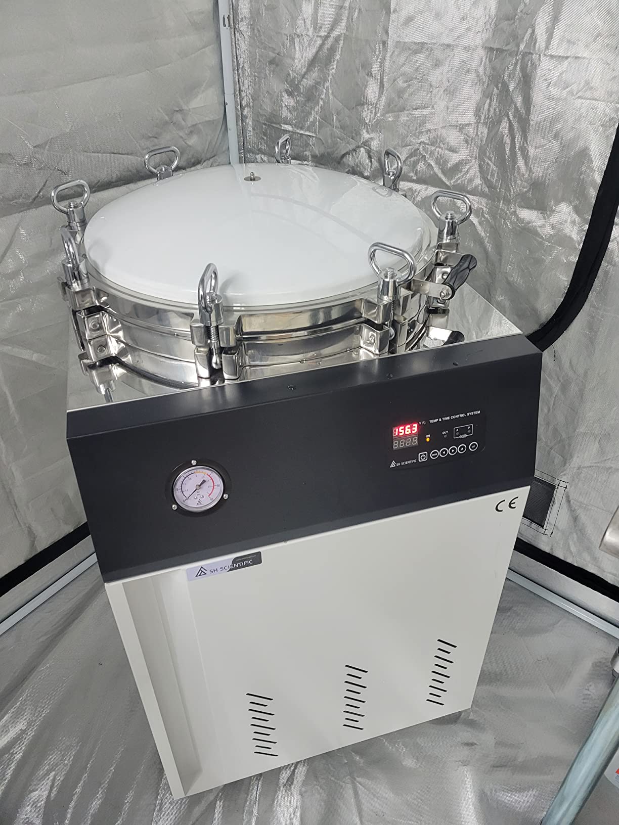 Smart 150L Vertical Autoclave. Glassware, Mushroom Grain and Culture Media Sterilization. Quicker Cycle. Advanced Pressure Gauge Display (PSI). 20psi at 121°C. 3 Year Warranty. 220V customer photo 2