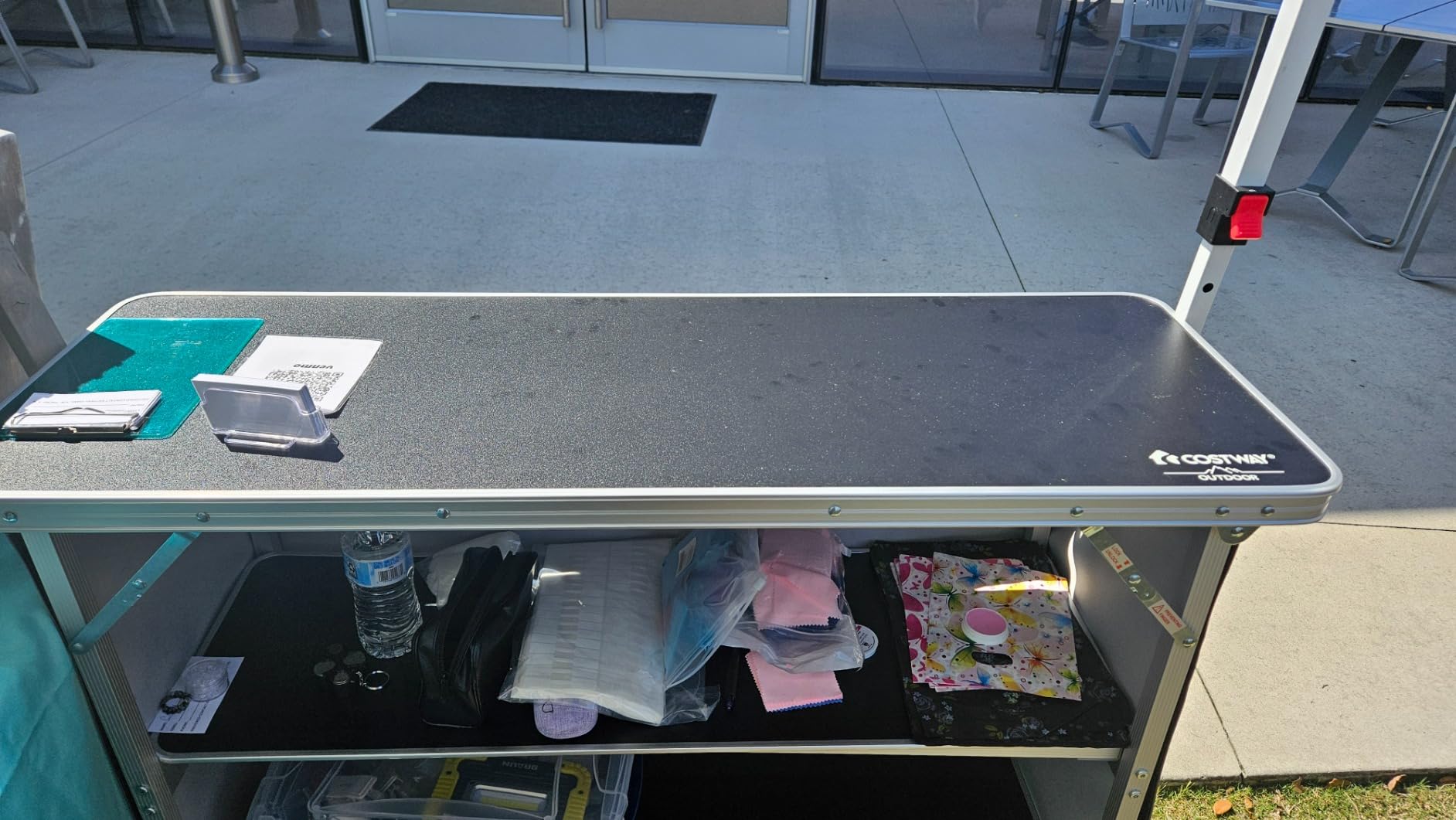 Giantex Portable Bar Table for Events, Folding Mobile Bartending Station with Storage Shelves, Removable Privacy Skirt, Carrying Case, for Parties, Catering, Trade Shows (Black, 43.5''L x 34.5''H) customer photo 2