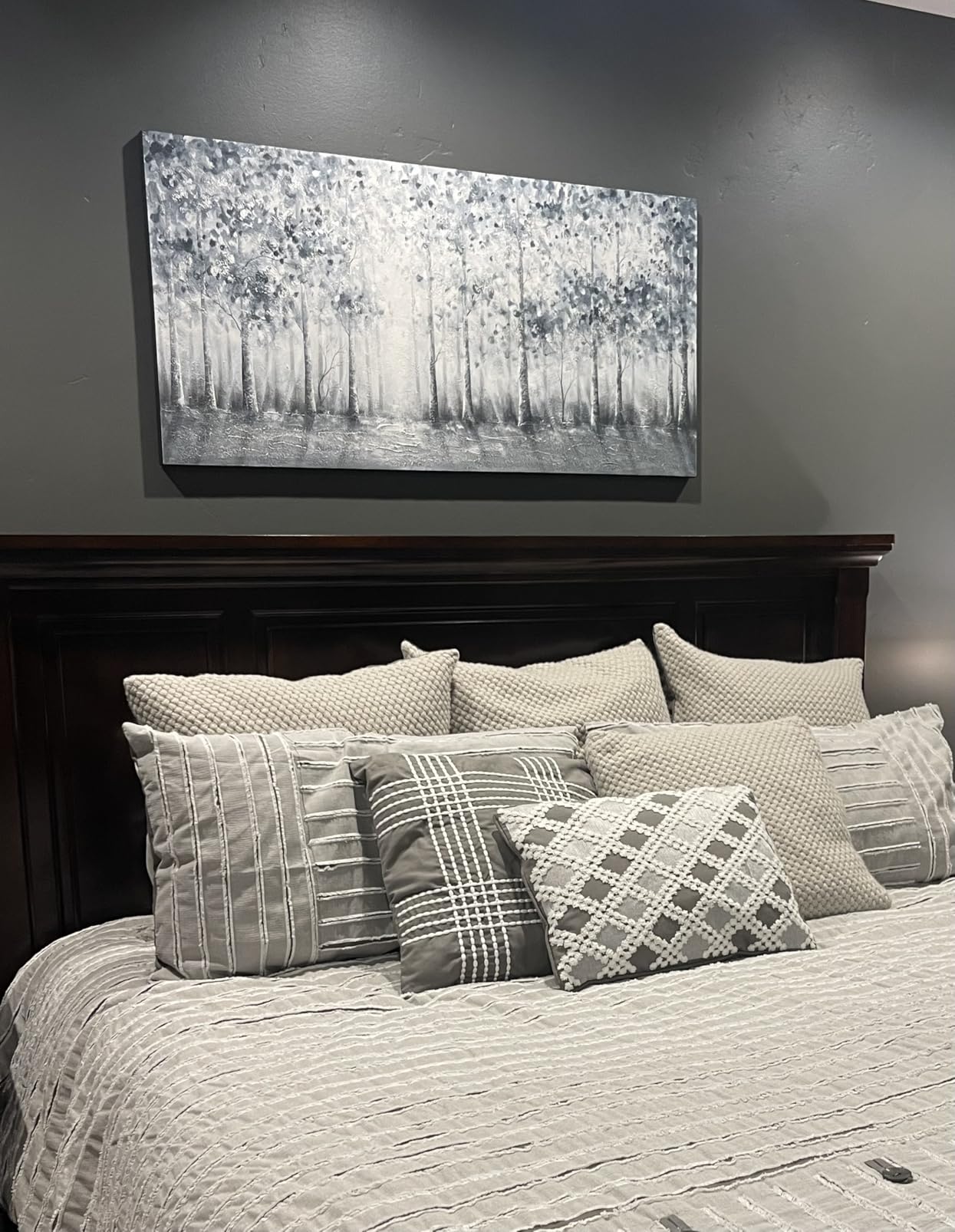 V-inspire art, 30x60 Inch Modern Impressionist Tree art 100% Hand Painted Canvas Wall art Oil Painting Large Paintings Gray Wall Decoration Acrylic Paint Knife Painting customer photo 1