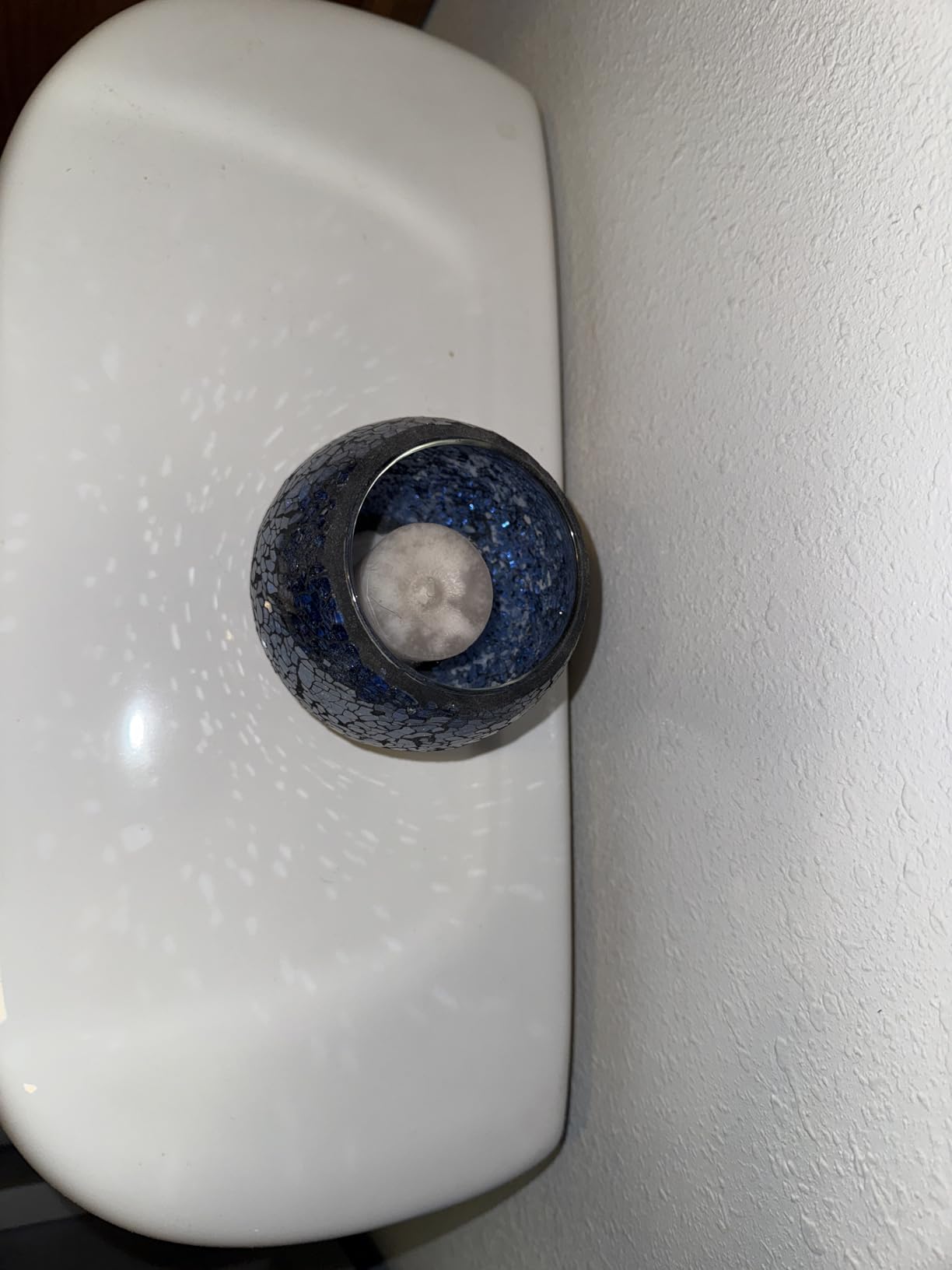 Mosaic Glass Bathroom Accessories Set, Modern Luxury Bath Ensemble, Includes Soap Dispenser & Cotton Swab Jar & Toothbrush Holder & Vanity Tray (Shiny Silver) customer photo 1