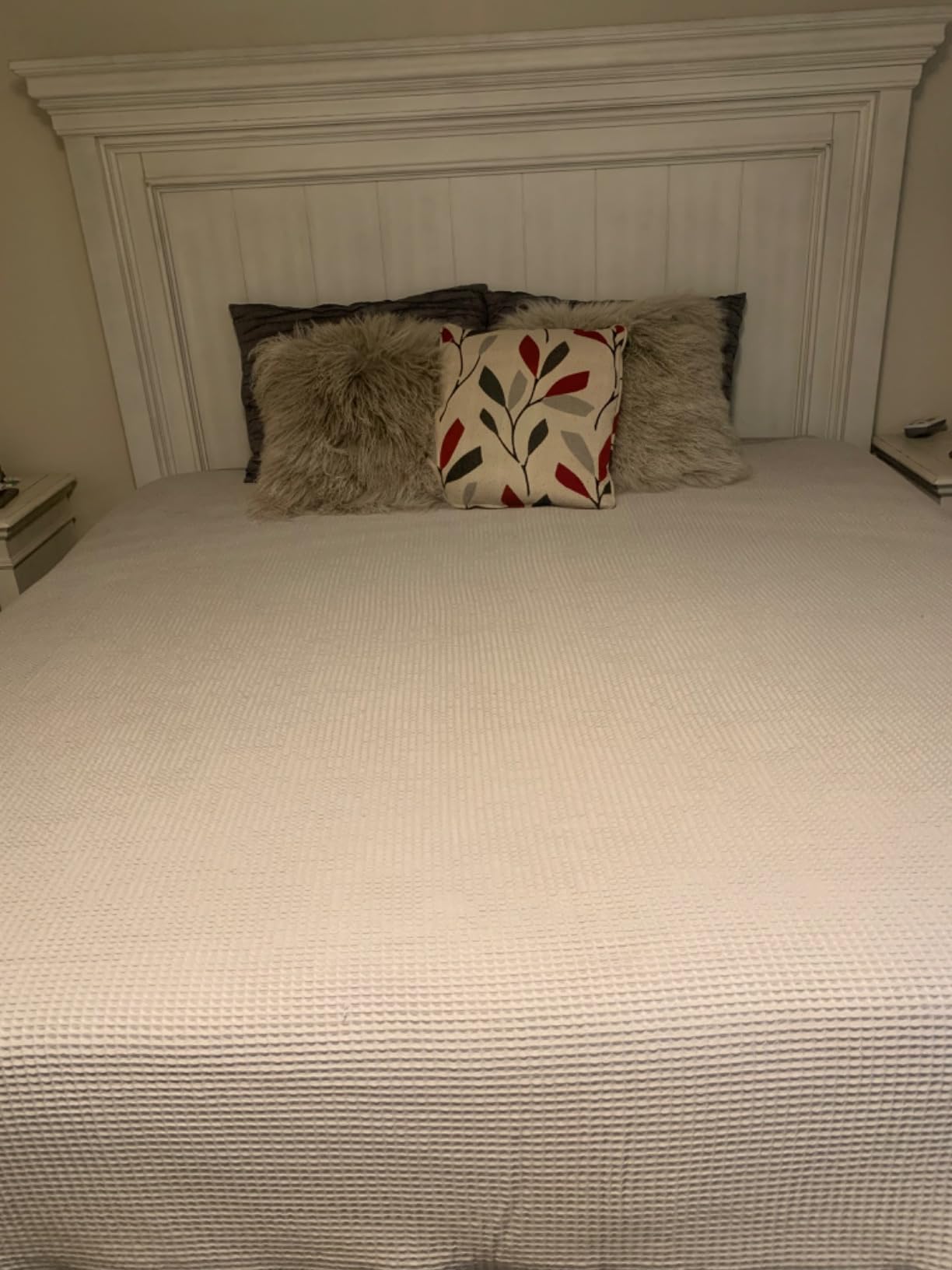 Waffle Bed Blanket - Full/Queen, Shore - Luxury 100% Organic Cotton - Soft, Lightweight and Breathable - Textured Waffle Weave Design customer photo 2