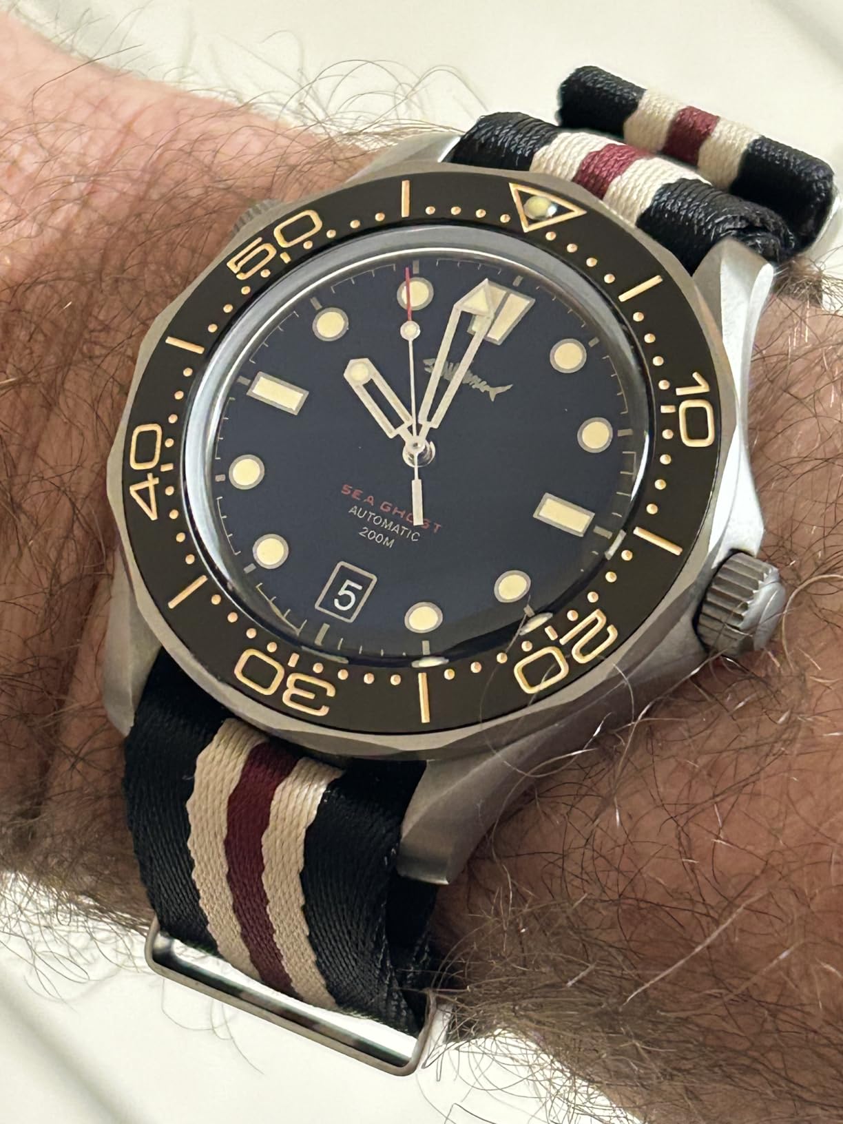 TACTICAL FROG Heimdallr Titanium Case Sea Ghost NTTD Dive Watches for Men, NH35A Movement C3 Luminous Mens Automatic Watches, 200 Meter Water Resistant, Mesh Band customer photo 1