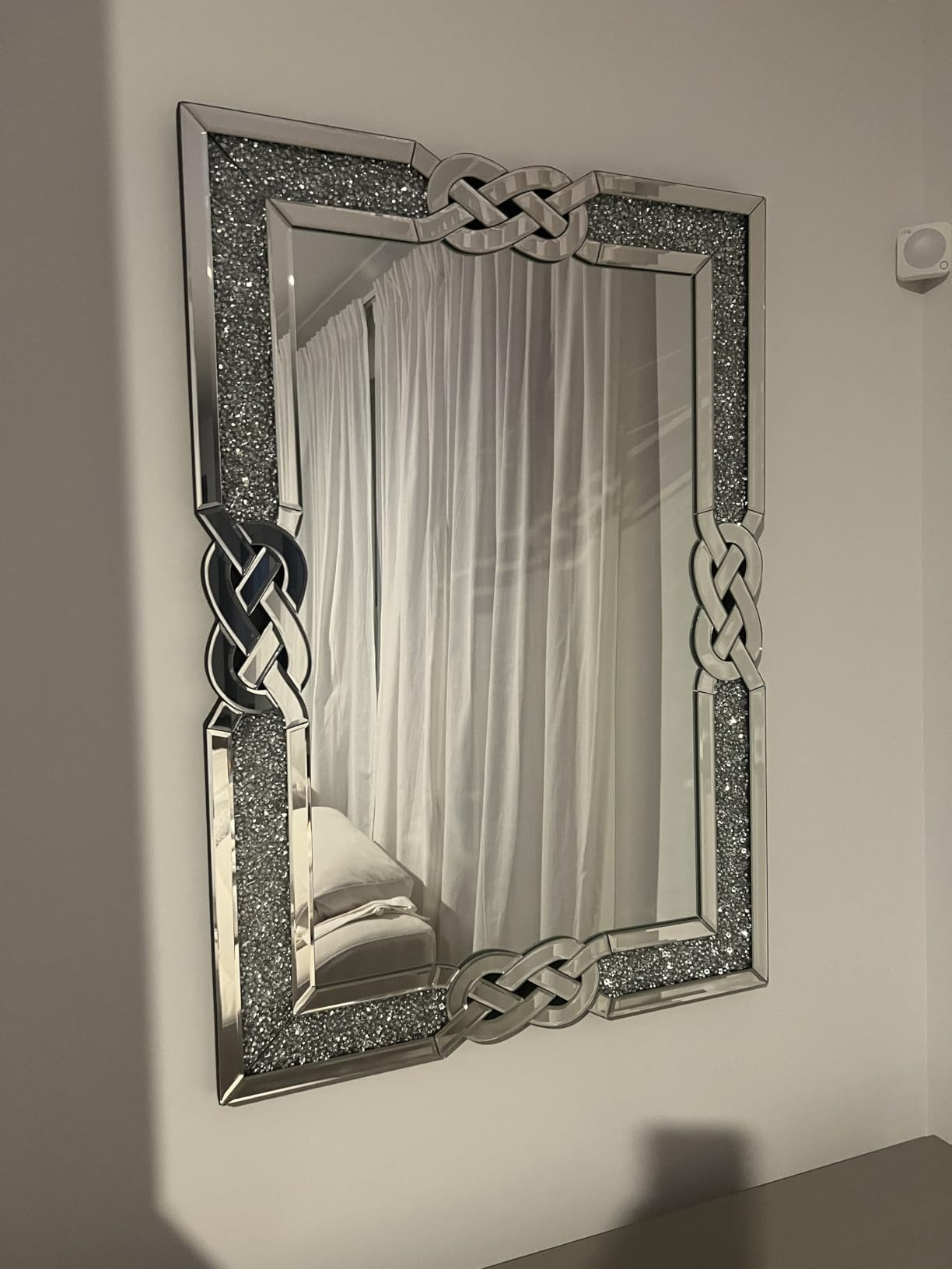 Crushed Diamond Mirror Silver Vanity Rectangular Wall Decor 36x24 inch customer photo 1