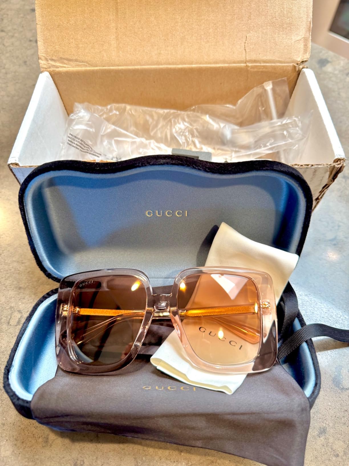 Gucci GG1314S 005 Beige/Brown Mirrored Oversized Square Women's 55mm Sunglasses customer photo 1