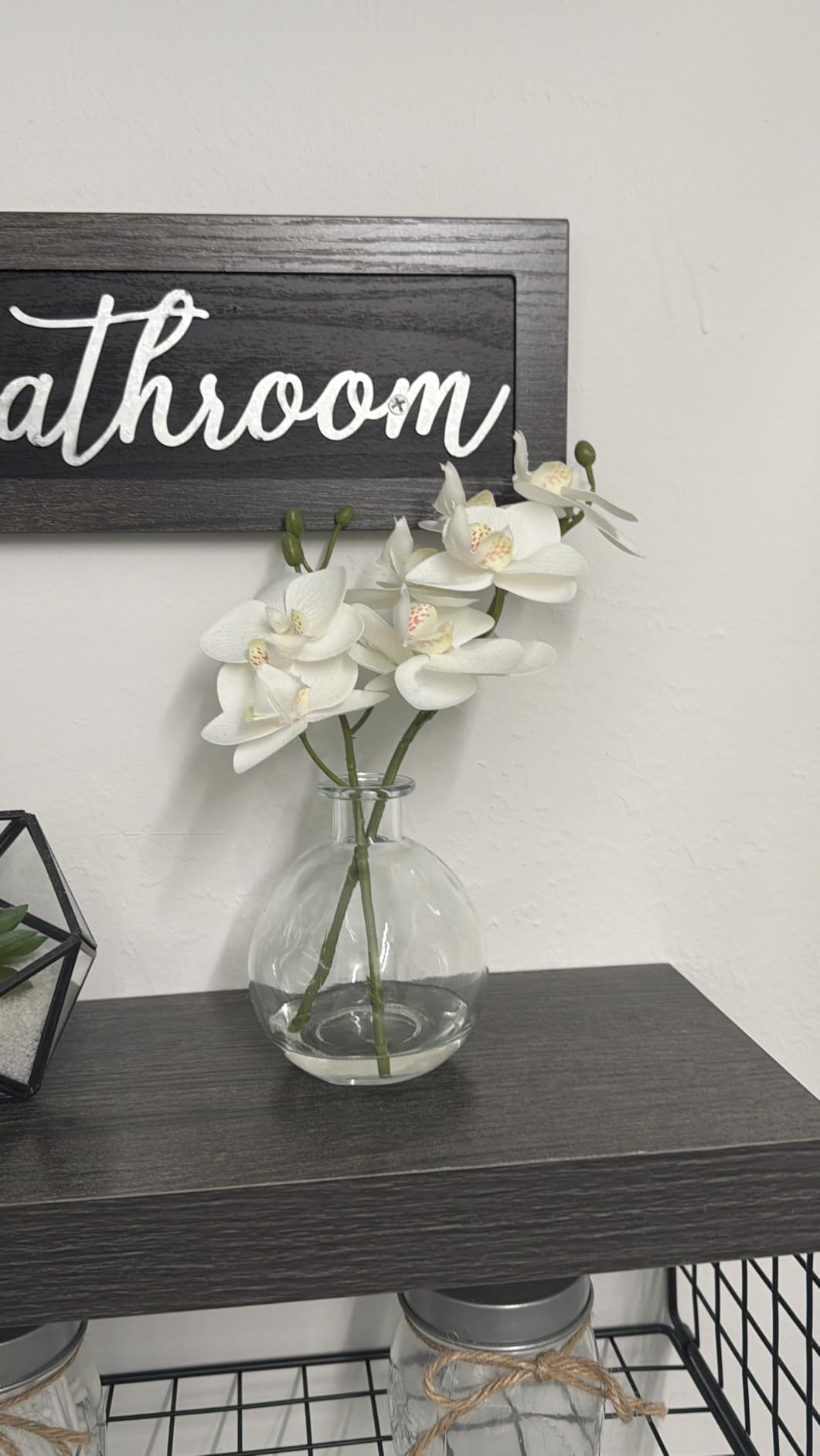 Oairse Pink Orchids Artificial Flowers Faux Orchid Arrangement with Clear Glass Vase Set of 2 Real Touch Phalaenopsis Orchid Flowers Orchid Centerpiece for Dining Room Table customer photo 2