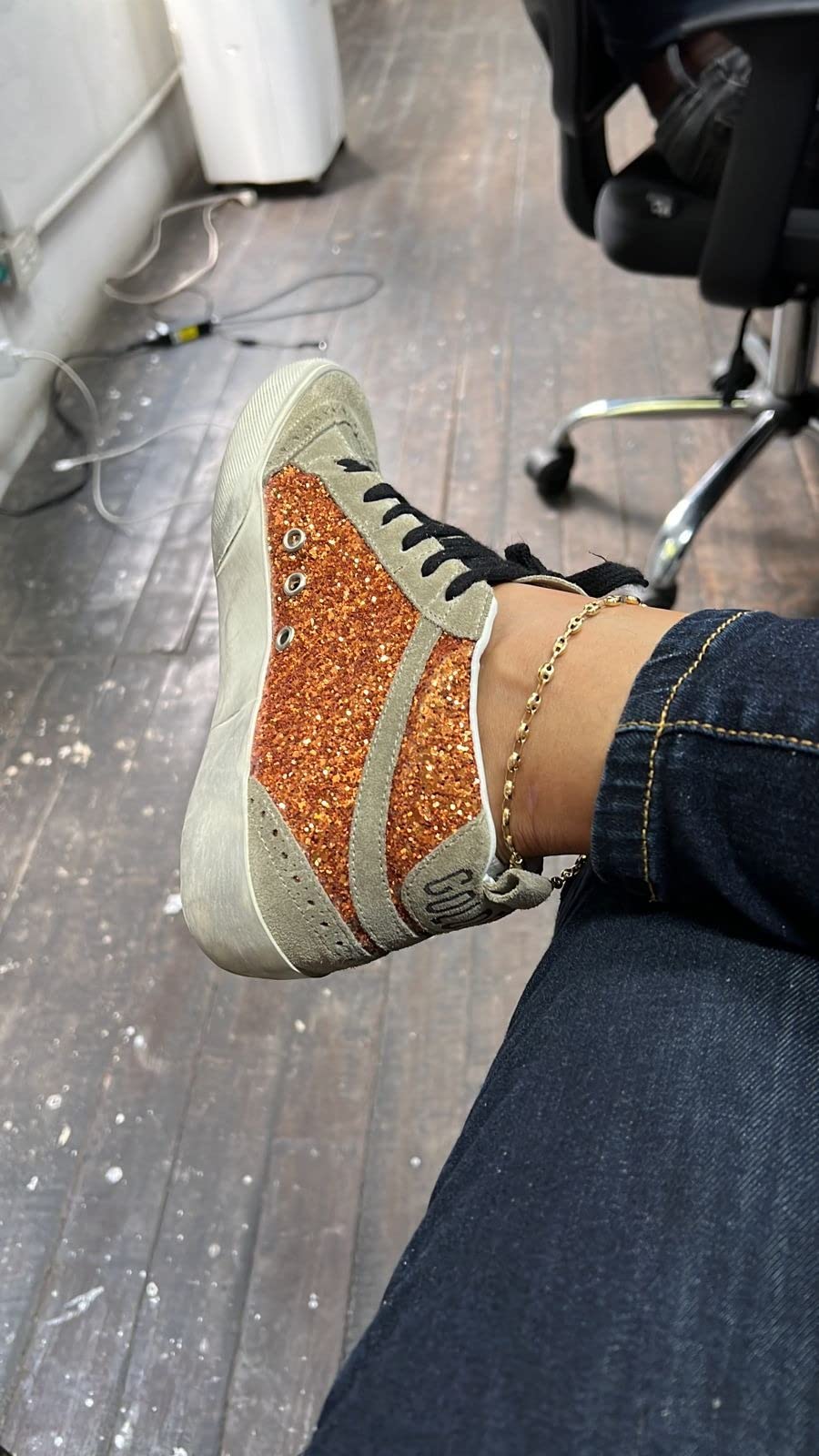 Mid Star Glitter Upper Suede Star Spur Wave and Heel Womens Distressed Sneakers customer photo 1