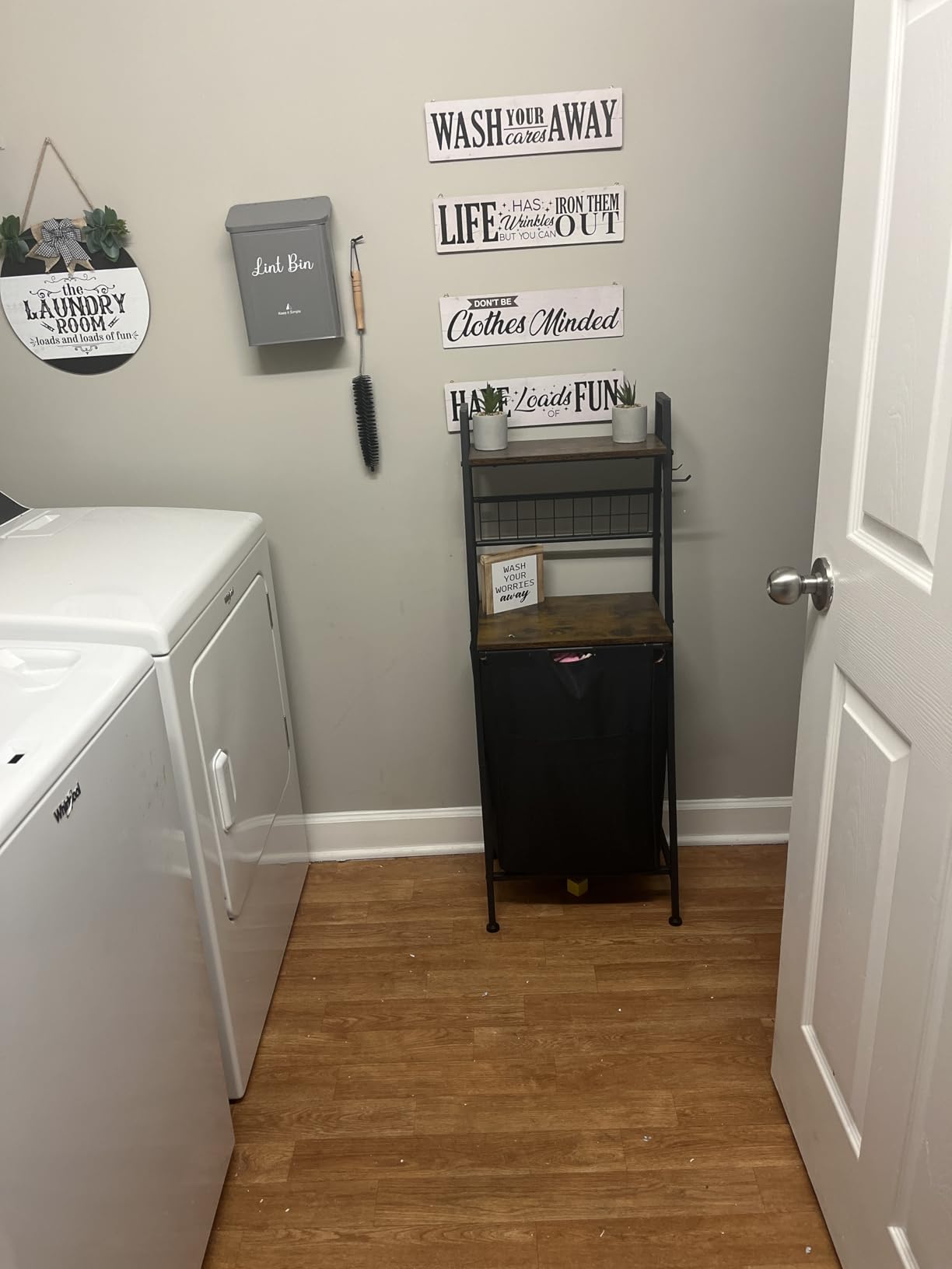 Furnulem 4 Tiers Laundry Hamper with Shelf and Hooks, Tall Laundry Basket Sorter with 2 Removable Bags customer photo 1