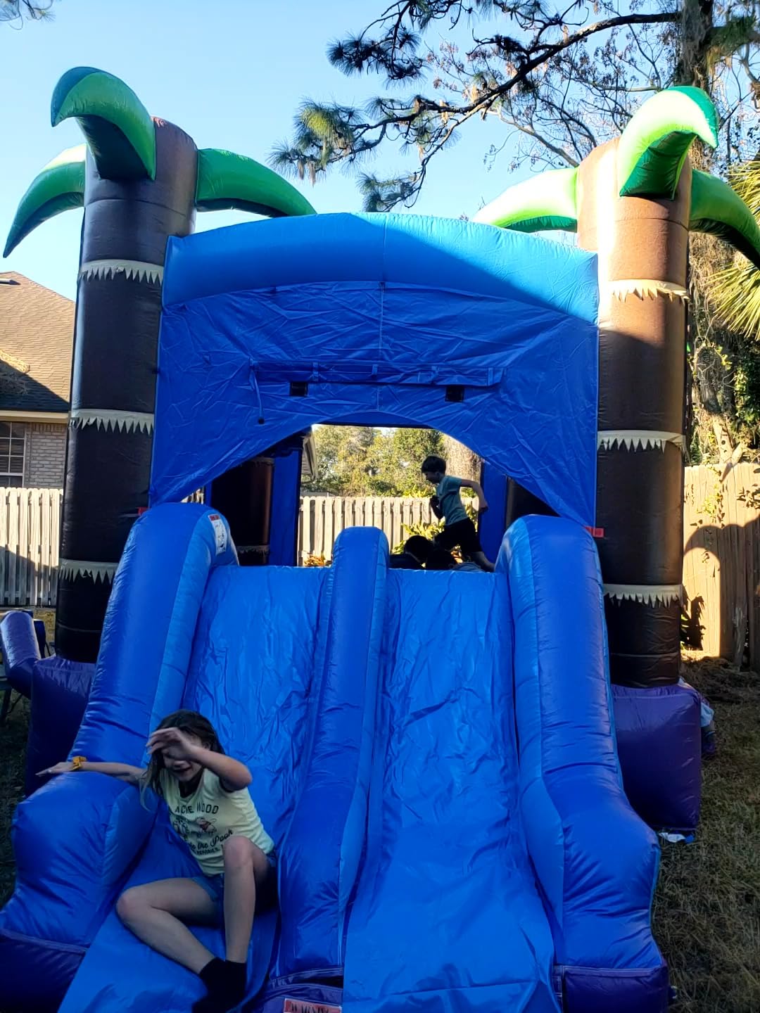 HeroKiddo Enchanted Forest Inflatable Bounce House Water Slide Combo with Splash Pool and Blower, Commercial Combo with Basketball Hoop for Kids and Adults, Wet or Dry Use, Indoor & Outdoor customer photo 1