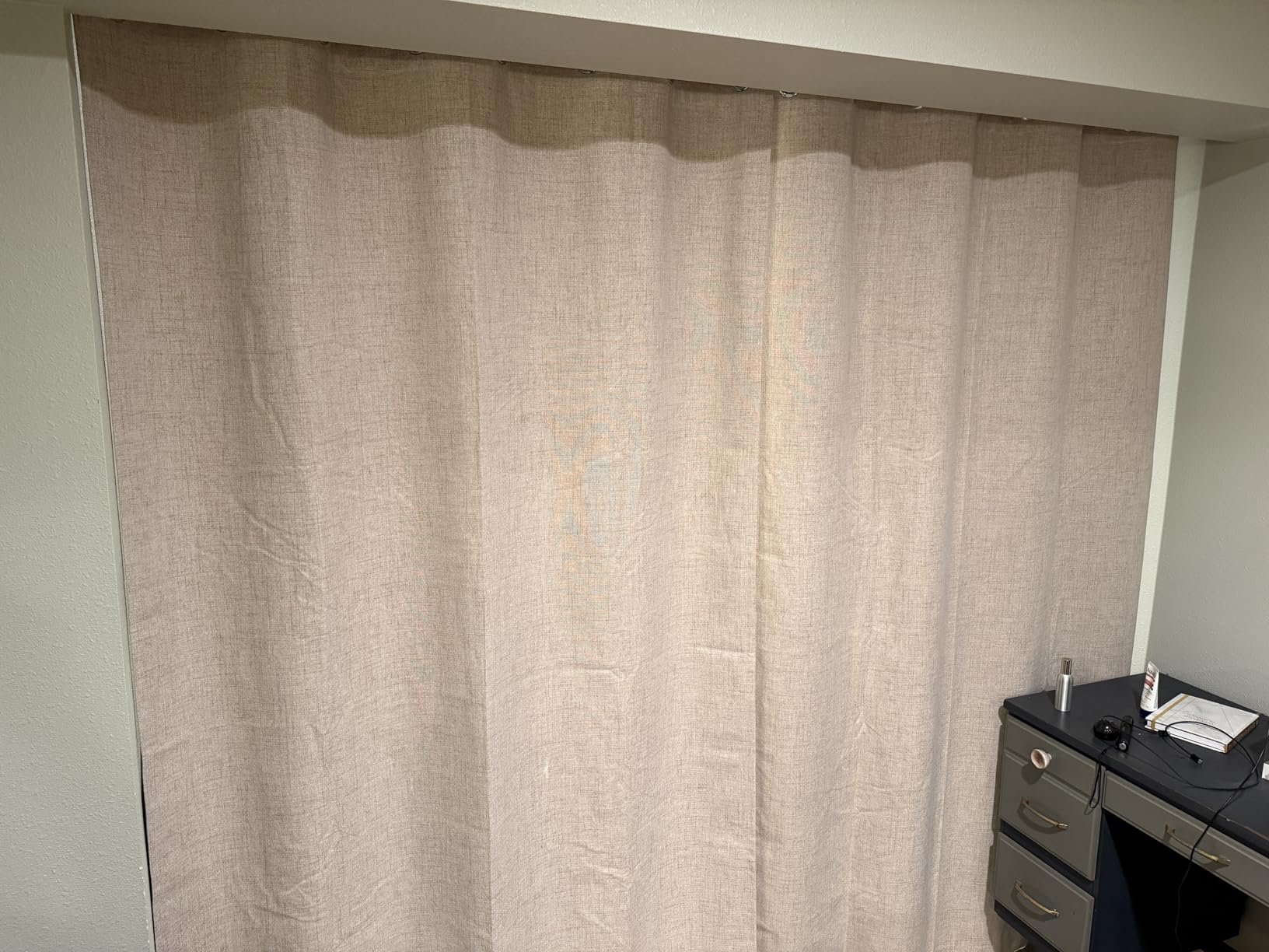 MIULEE 100% Blackout Linen Textured Curtains for Bedroom Solid Thermal Insulated Cream Grommet Room Darkening Curtains & Drapes Luxury Decor for Living Room Nursery 52 x 84 Inch (2 Panels) customer photo 2