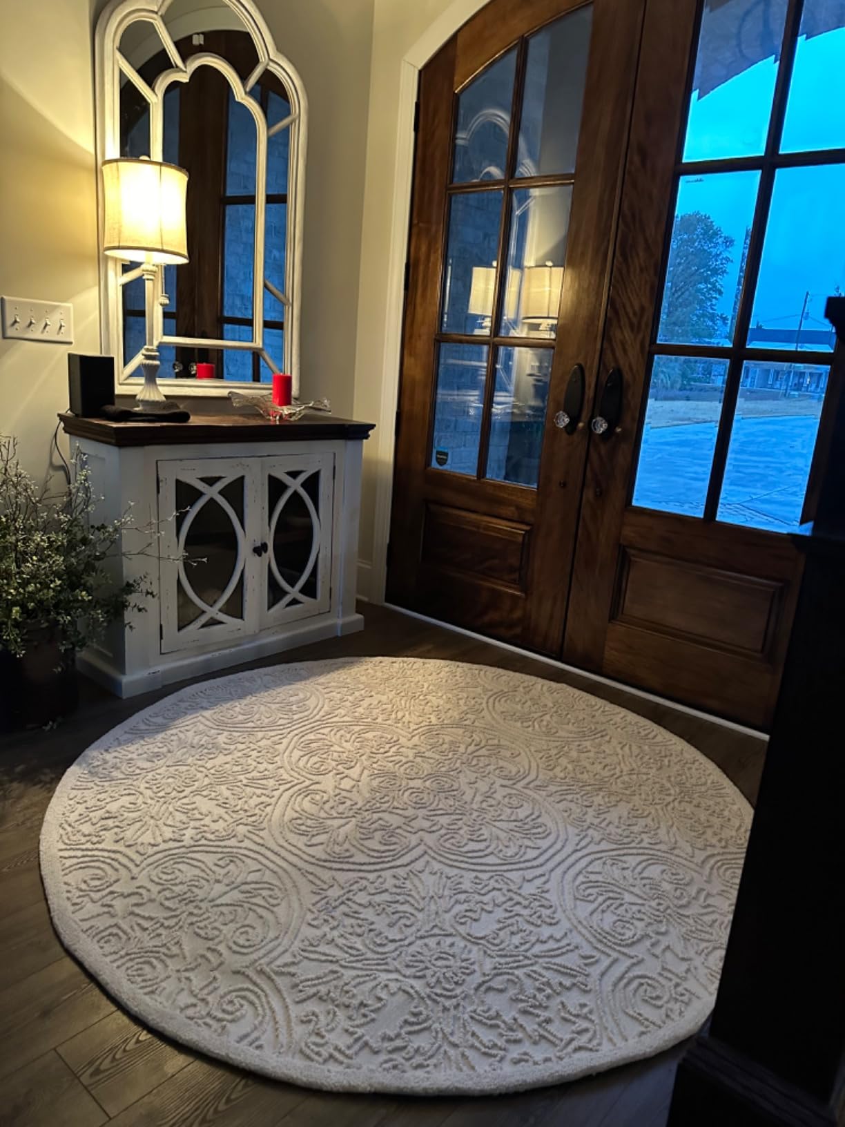 SAFAVIEH Trace Collection Area Rug - 9' x 12', Ivory & Green, Handmade Wool (TRC101Y) customer photo 2