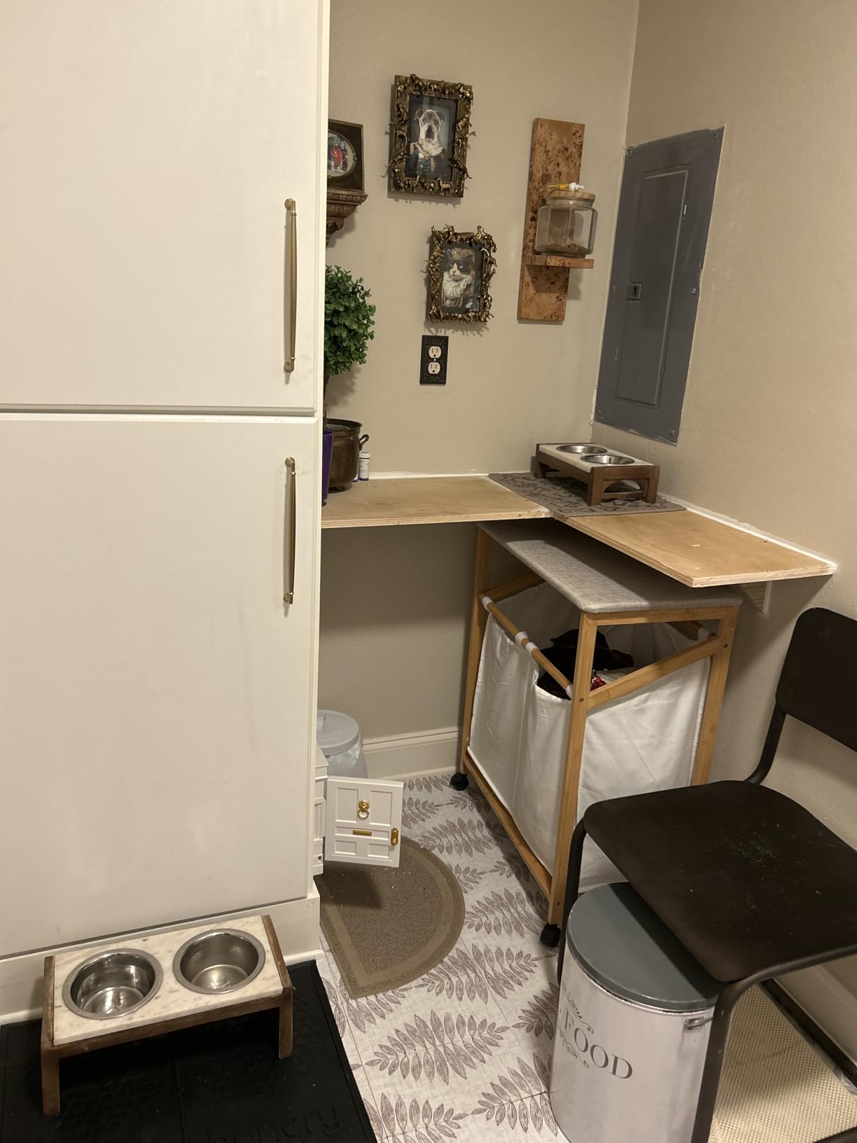 ClosetMaid Bamboo Laundry Hamper Cart with Ironing Board Folding Station, Dual Compartments with Divider, Portable Laundry Sorter customer photo 1